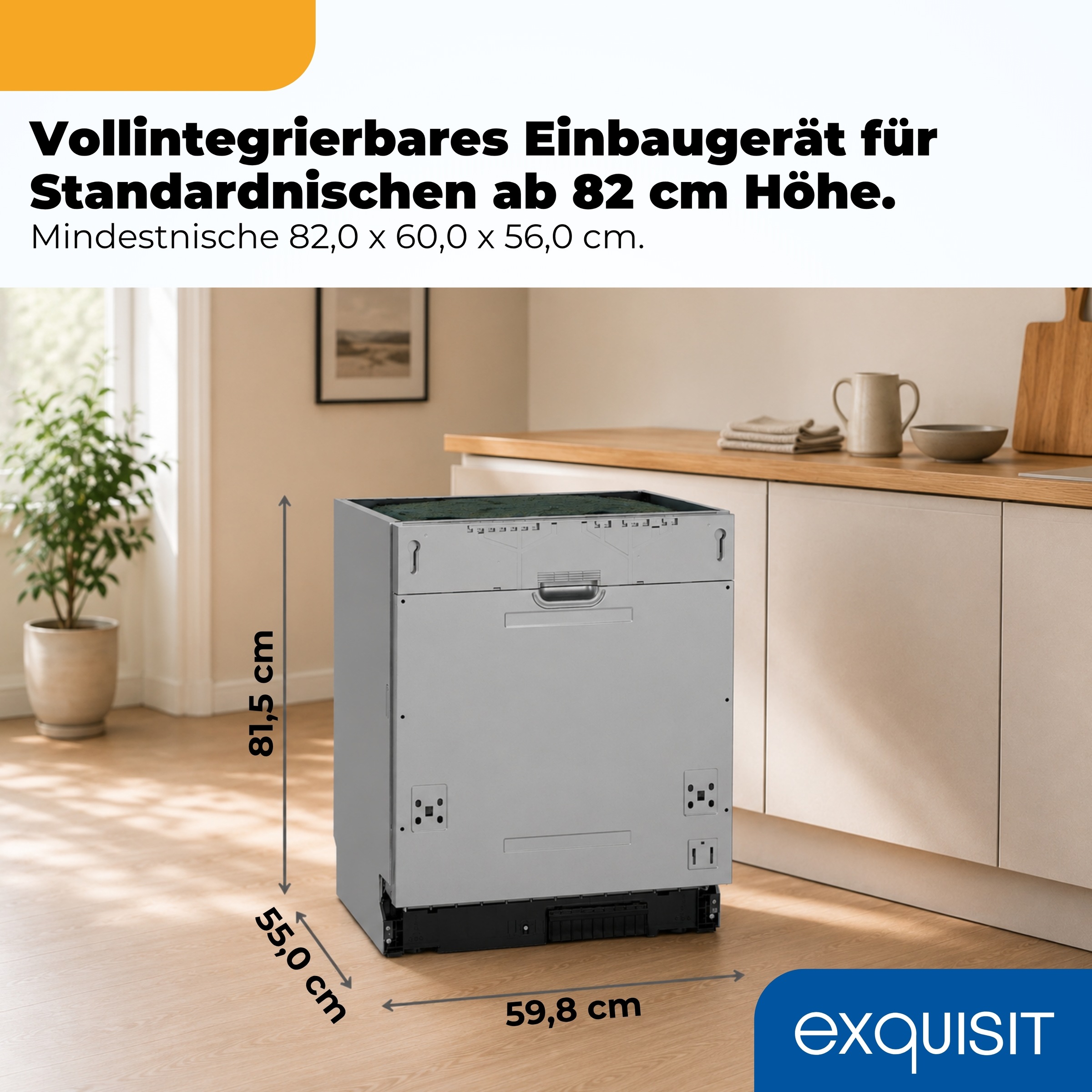 exquisit vollintegrierbarer Geschirrspüler 2113 »EGSP2113-ES-030E silber« 11 l 13 tlg. Maßgedecke Großes Fassungsvermögen, komfortabel im Alltag