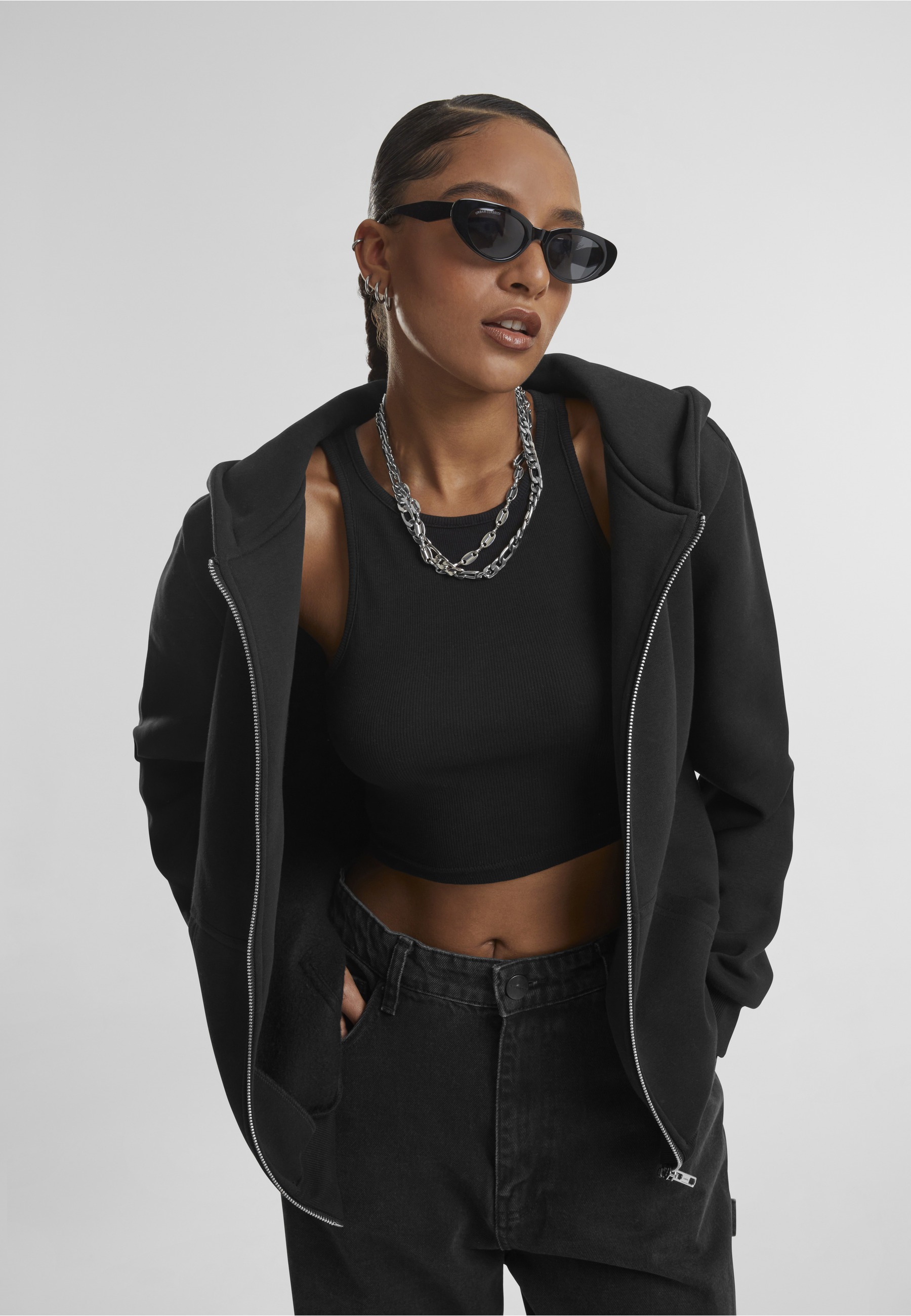 URBAN CLASSICS Cardigan »Urban Classics Ladies Fluffy Zip Cardigan« 1