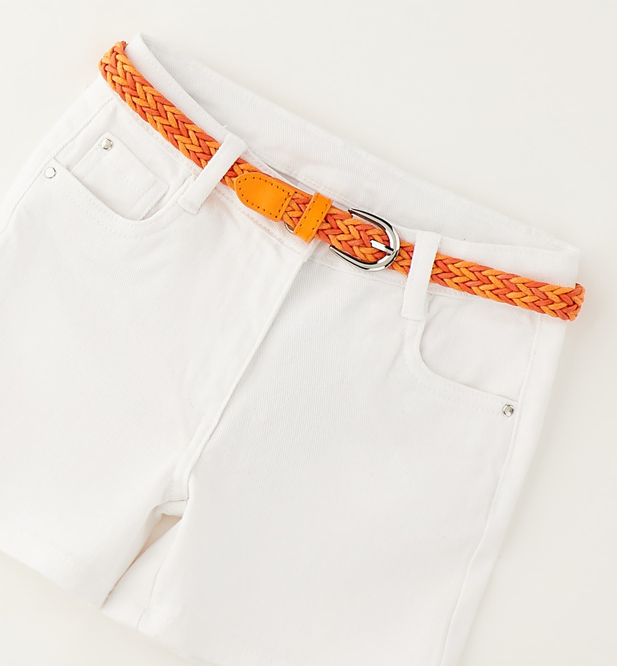 SARABANDA Mädchen Shorts "BABY GIRL SHORT", weiß, Gr. 128, 98% Baumwolle, 2% Elasthan - Baumwolle Polyester Polyurethan Metall, Hosen
