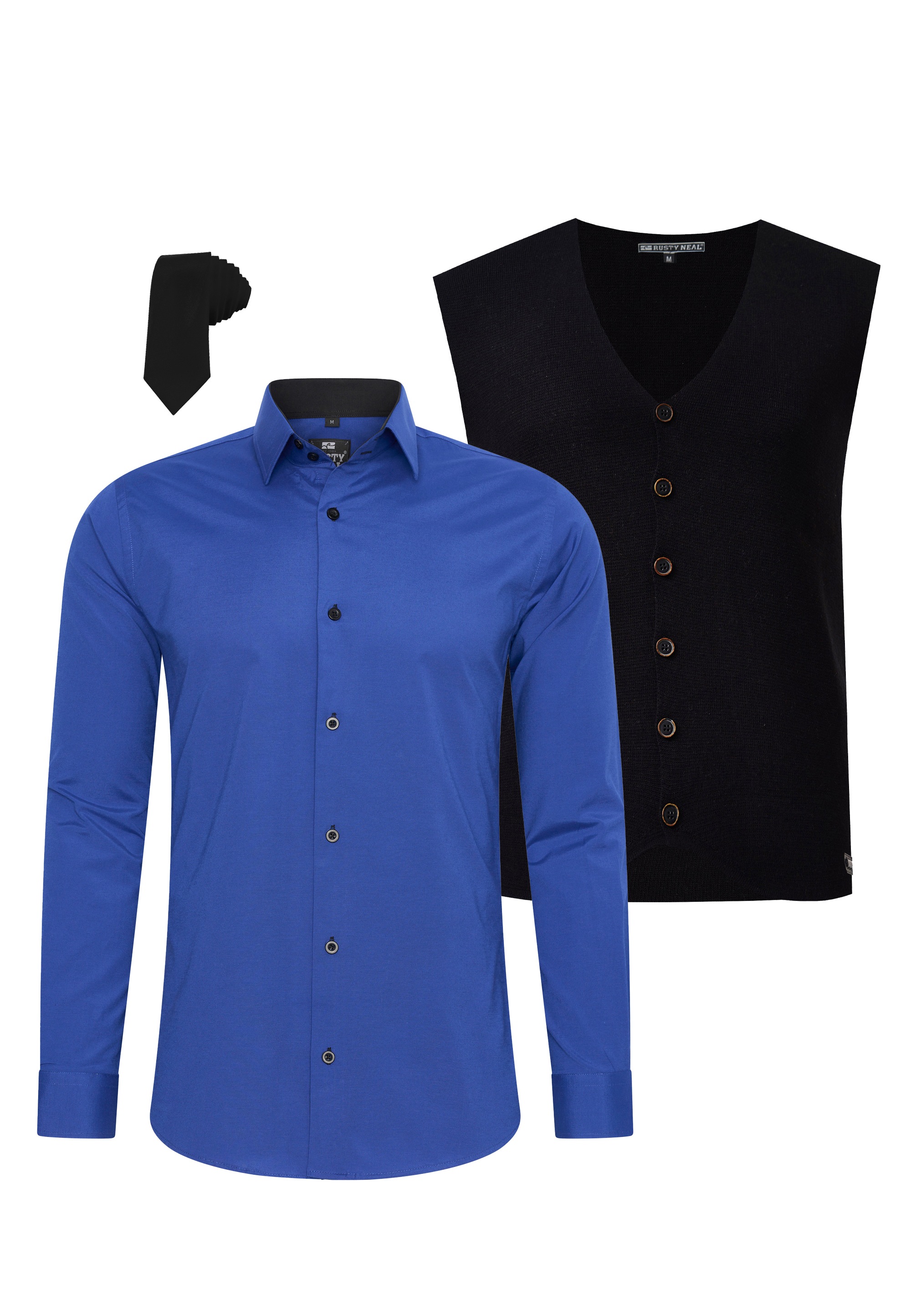 Rusty Neal Long Sleeve Shirt Blue M 3