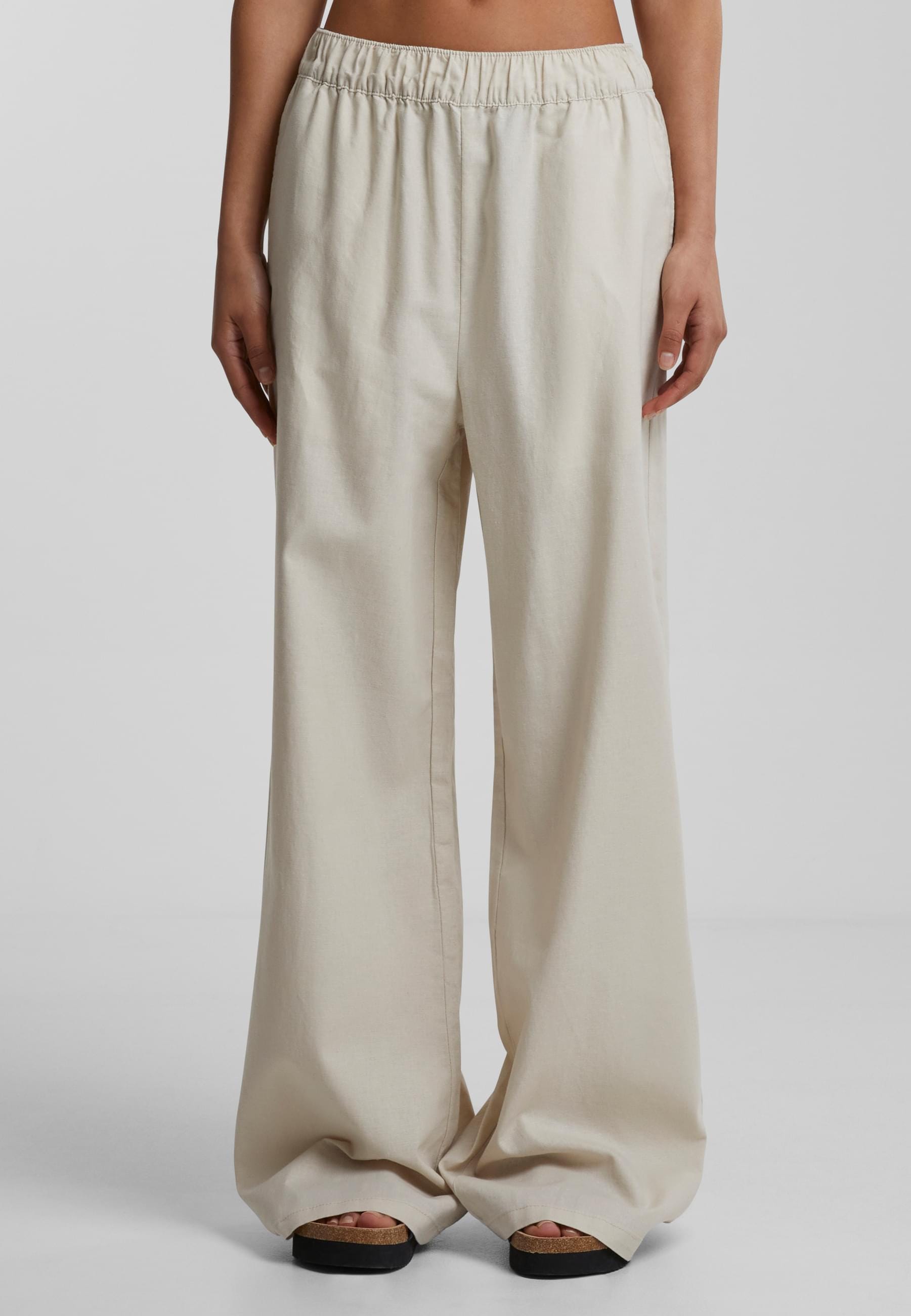 URBAN CLASSICS Stoffhose »Urban Classics Damen Ladies Linen Mixed Wide Pants«, (1 tlg.)