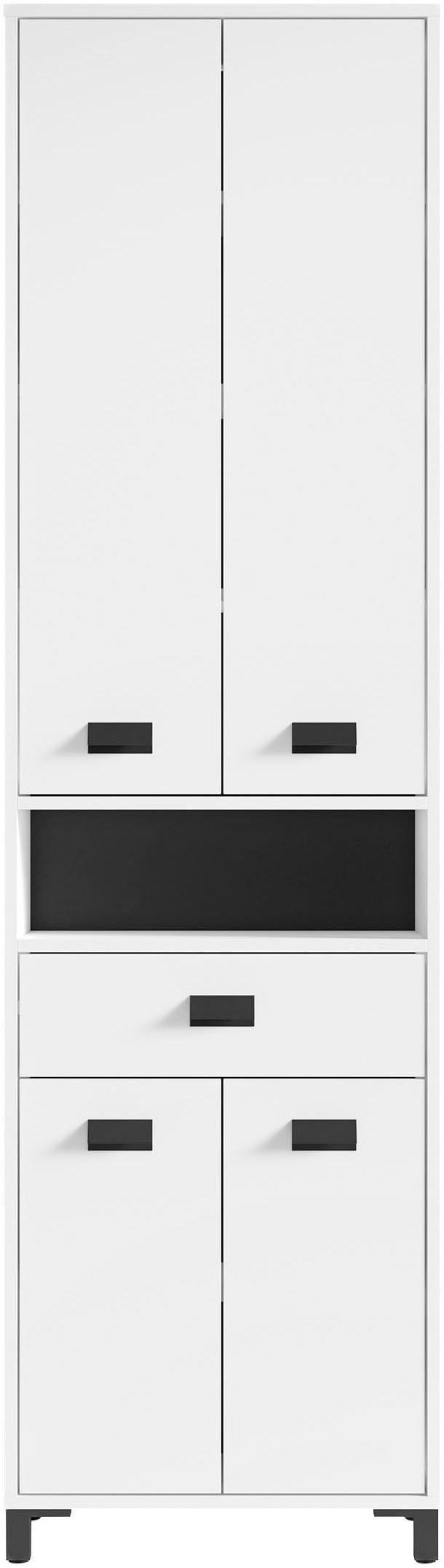 byLIVING Hochschrank »Wellness«, Badezimmer Hochschrank mit 4 Türen und Schubkasten für viel Stauraum