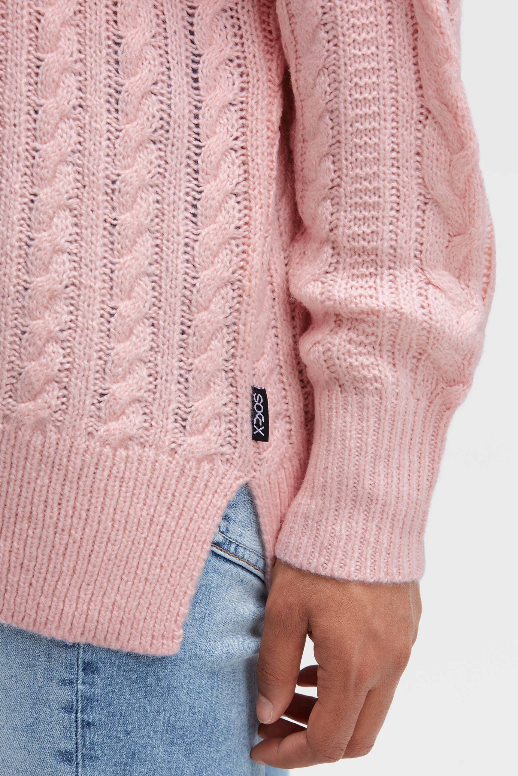 SOCCX Rundhalspullover mit Seitenschlitze