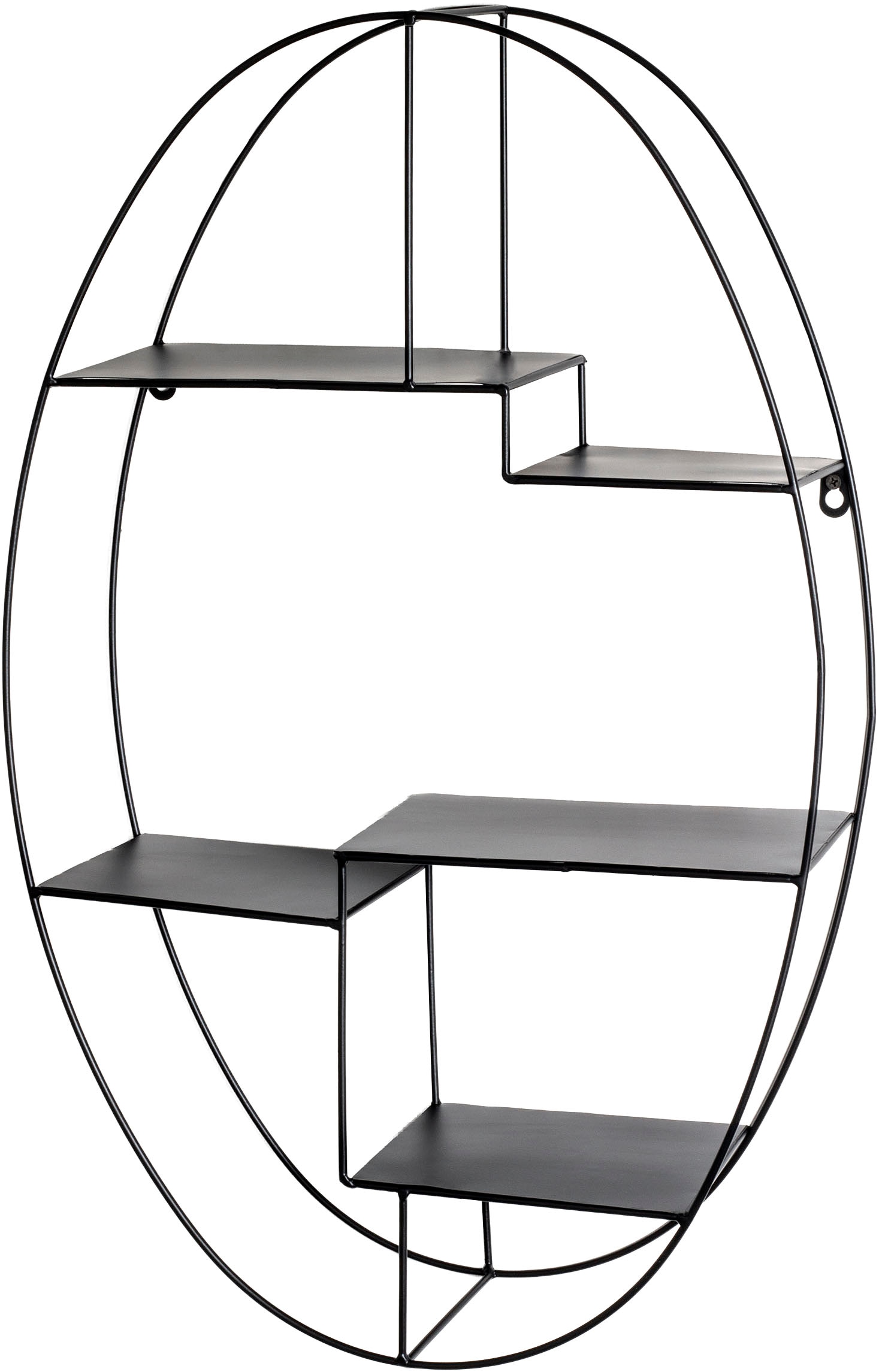 HAKU Wandregal "Hängeregal, Wandboard" oval - aus Metall Schwarz - B/T/H 44/16/71 cm