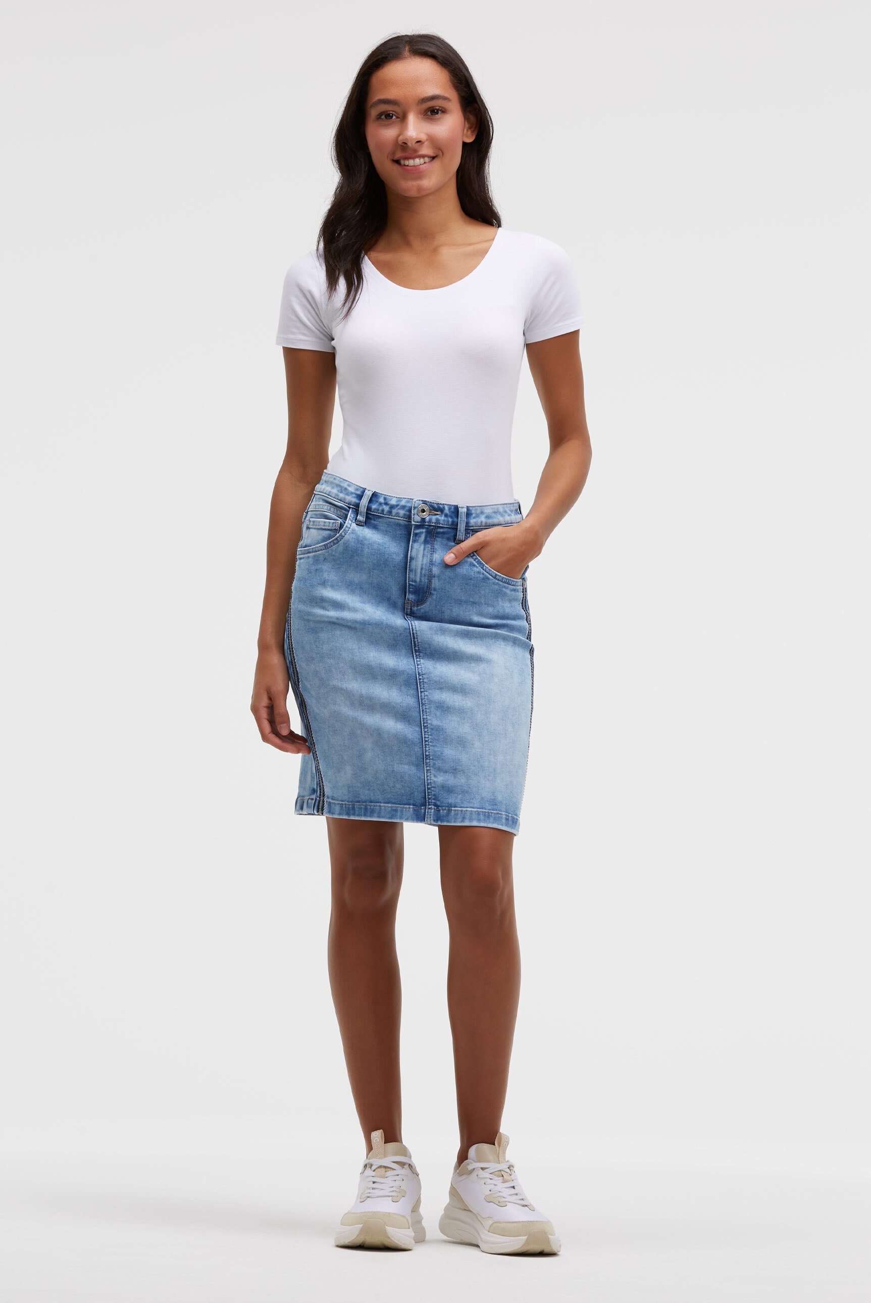SOCCX Jeansrock mit Gehschlitz