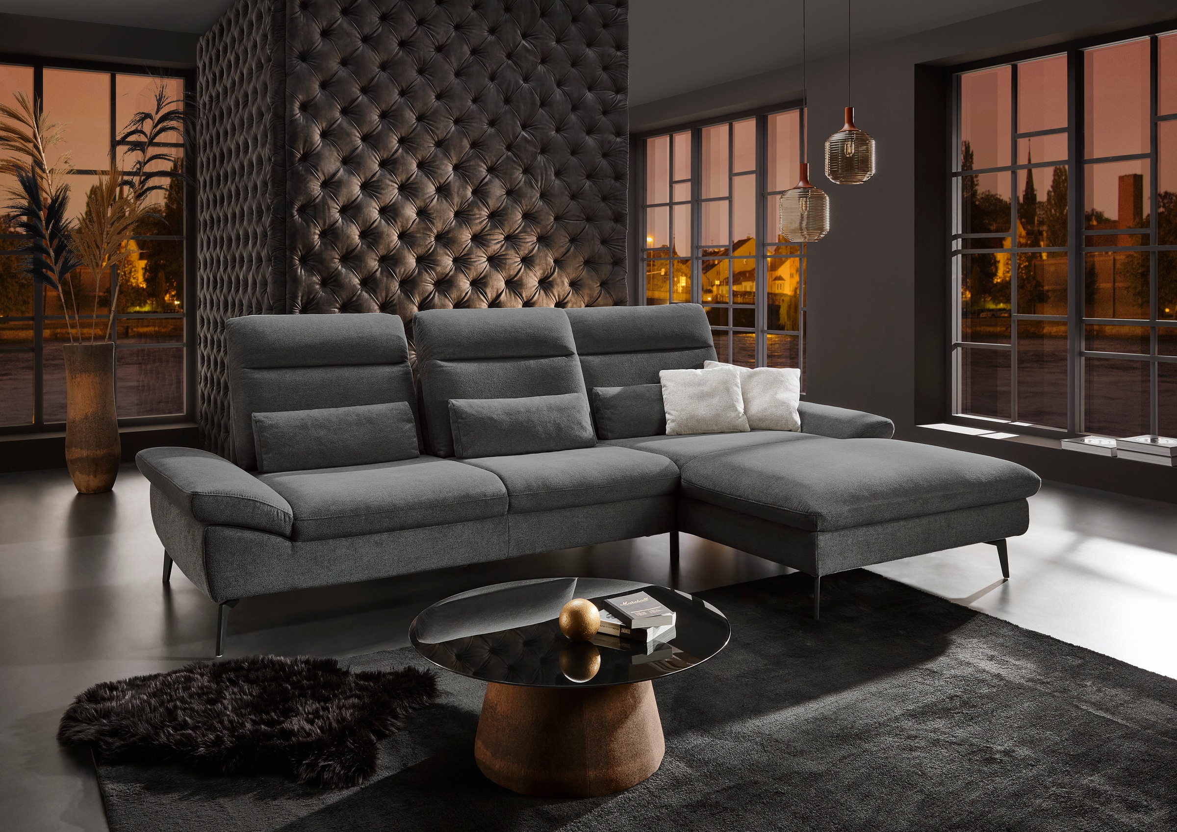 HUKLA Ecksofa "HU-HP22156 L-Form", inkl. Kopfpolsterverstellung, optional m günstig online kaufen