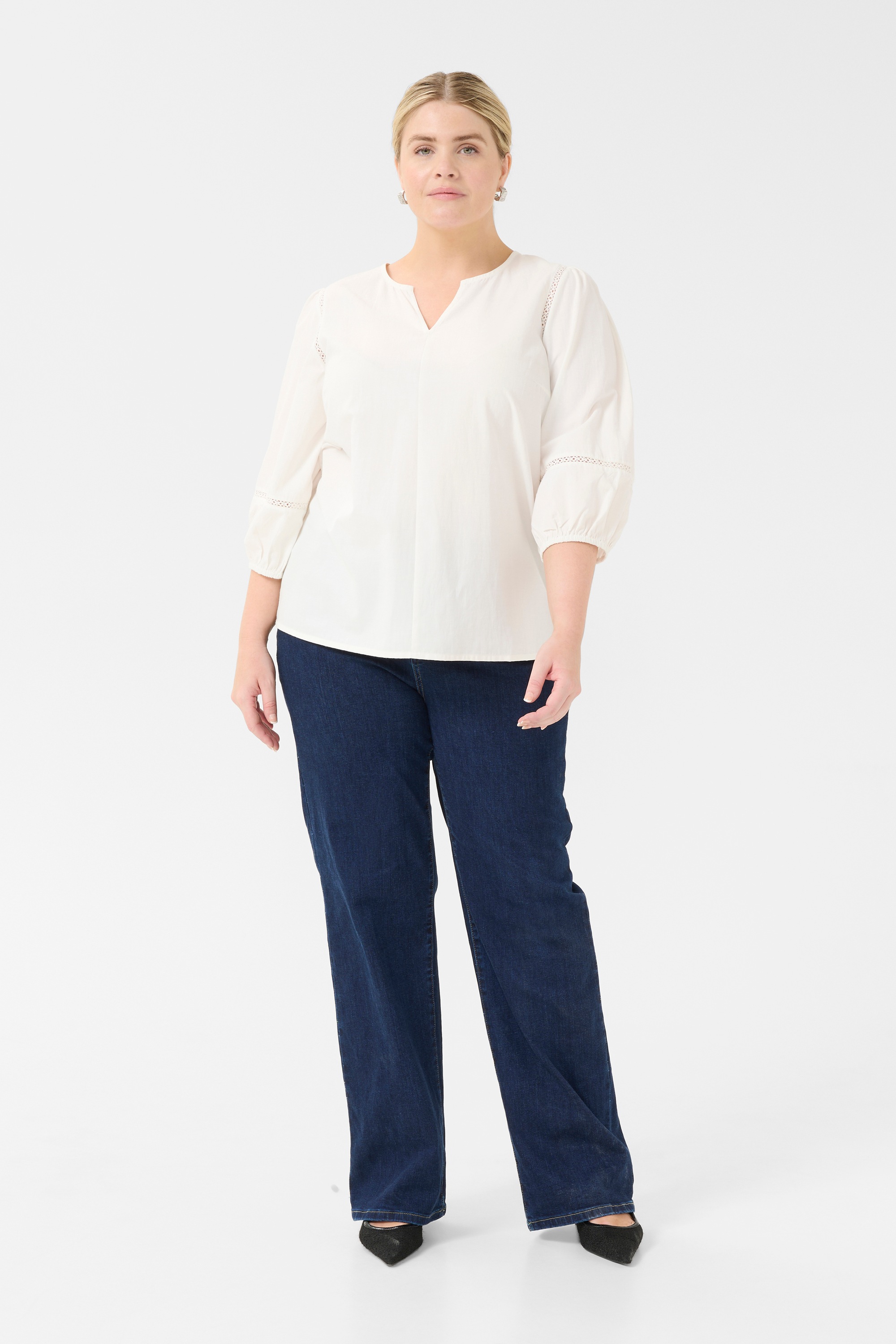 KAFFE Curve Langarmbluse »Damen Bluse langarm KClilje«