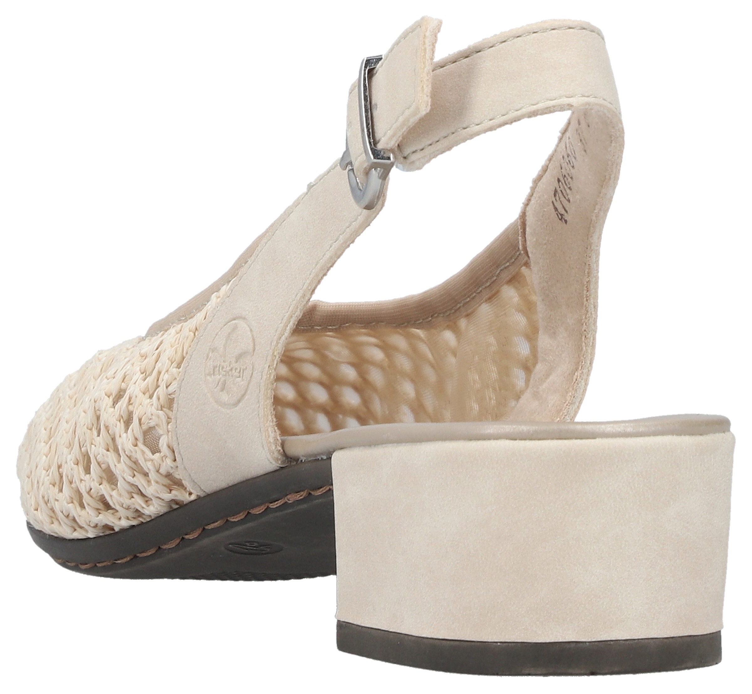 Slingsandale RIEKER, Damen, Gr. 39, creme, Lederimitat, Textil, festlich, Schuhe, Sommerschuh, Festtagsschuh, Blockabsatz, mit Riemchen 3