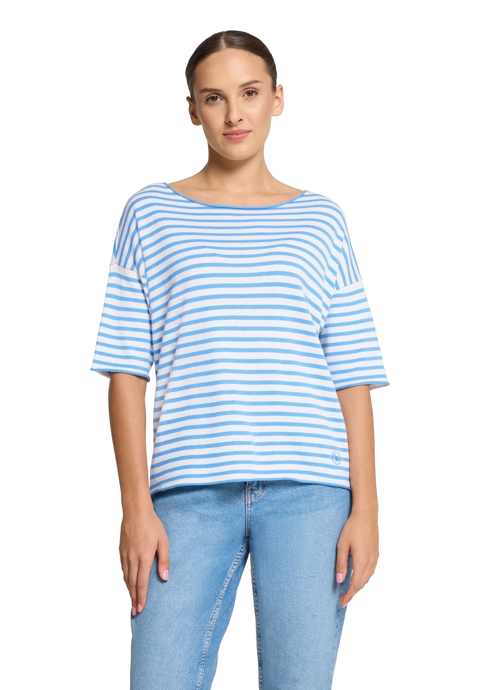 Betty&Co Kurzarmshirt "Betty & Co Damen Strickpullover mit U-Boot-Ausschnit günstig online kaufen