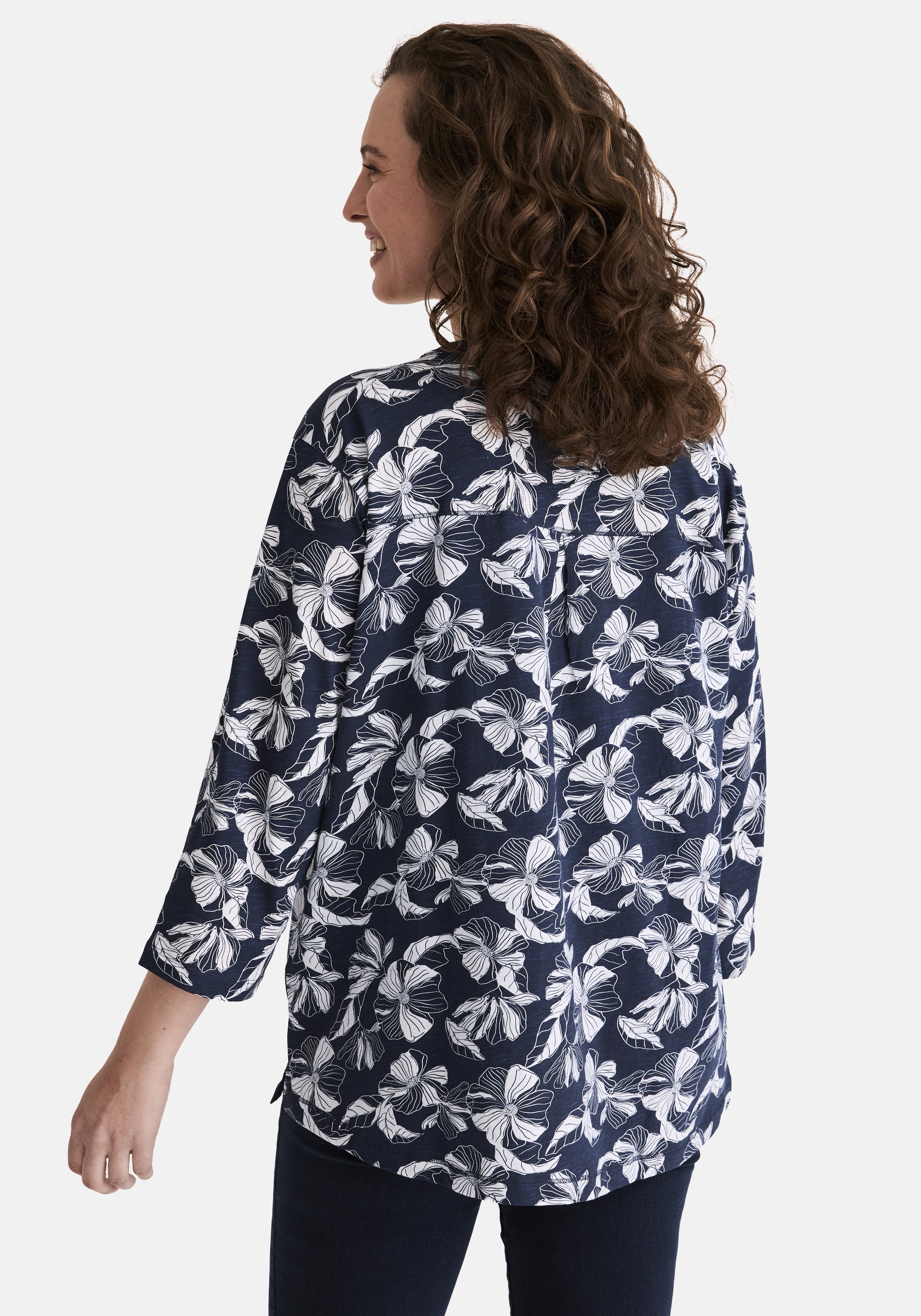 STOOKER WOMEN 3/4-Arm-Shirt »MARIE Print Shirt Bluse 3/4-Arm«, Regular Fit Shirt Bluse Baumwolle Shirt Knopfleiste für Damen