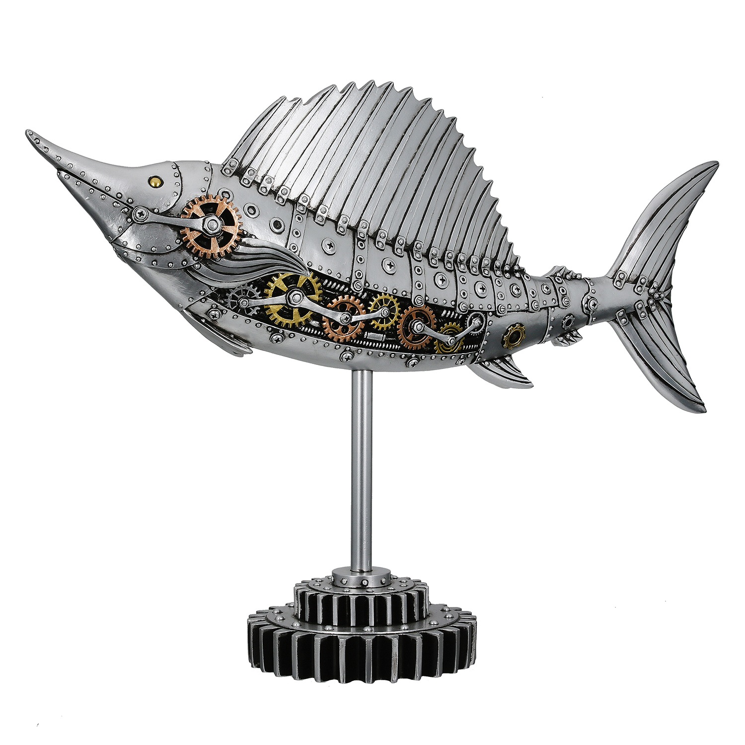 GILDE Tierfigur "Figur Schwertfisch Steampunk Sailfish silberfarben H. 36 cm"