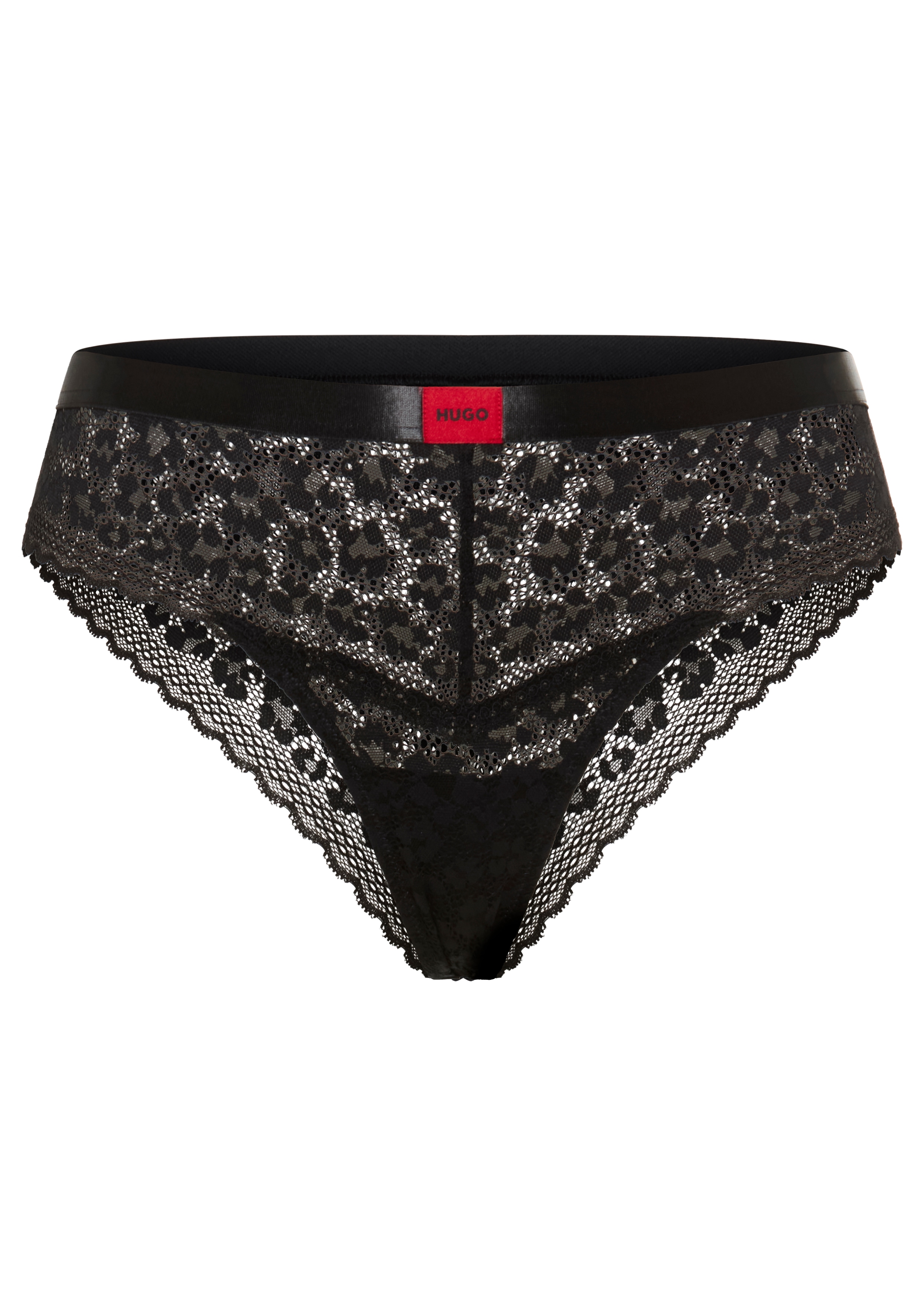 HUGO Underwear Slip "SAVANA" aus Spitze mit Leopardenmuster und Logo am Bund
