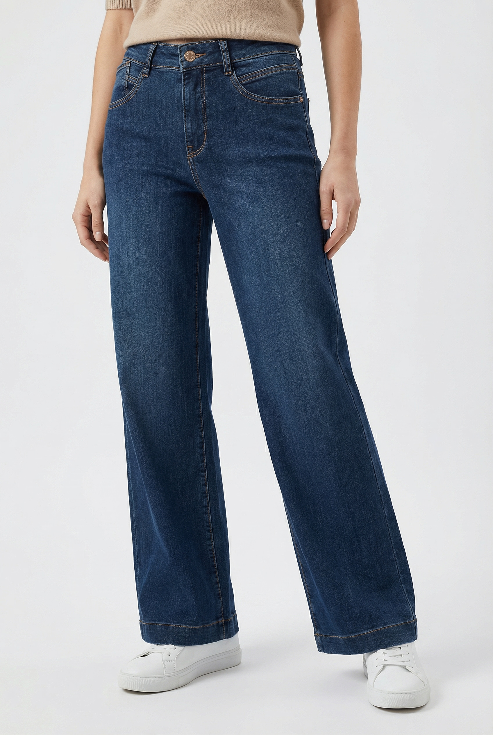 MAC Stretch-Jeans "RICH PALAZZO" Naht-Details an den Gesäßtaschen