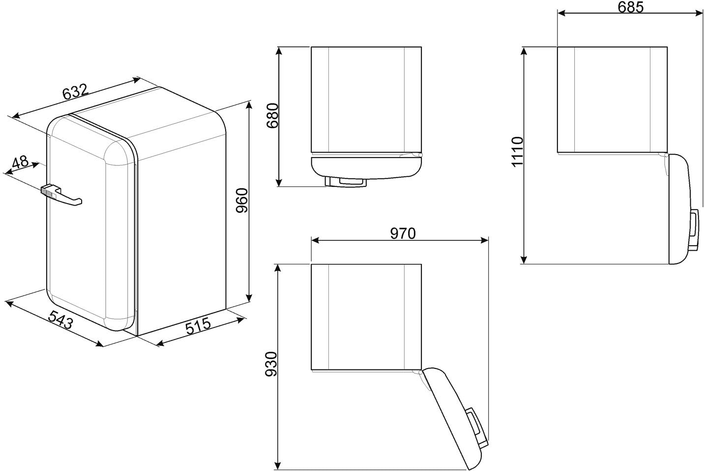 Smeg Kühlschrank »FAB10H«, FAB10HRPK5, cm | breit cm hoch, per Rechnung 54,5 BAUR 97