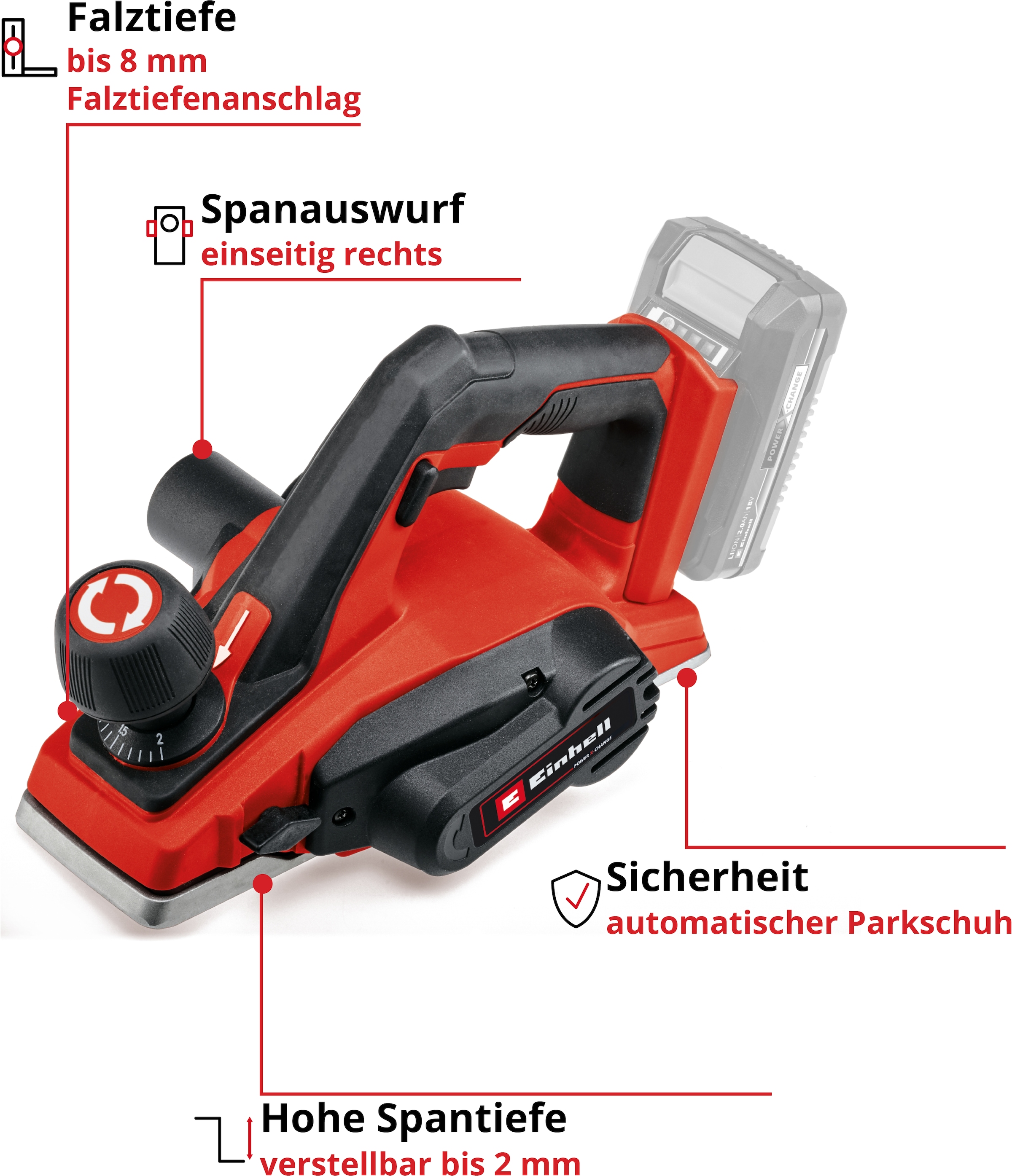Einhell Akku-Elektrohobel »TE-PL 18/82 Li - Solo«, ohne Akku und Ladegerät
