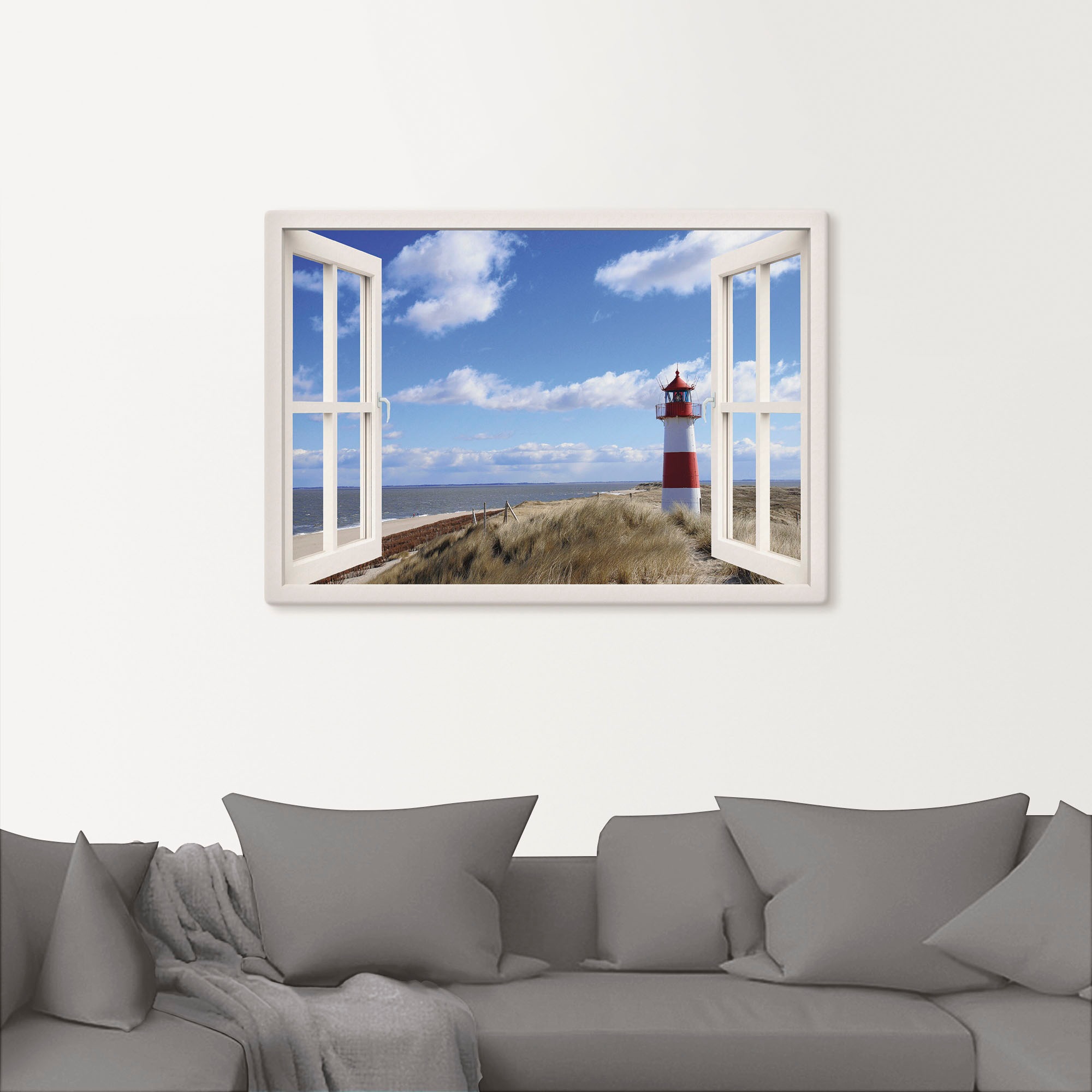 Artland Wandbild "Fensterblick - Leuchtturm Sylt" Fensterblick 1 Stk. tlg. günstig online kaufen