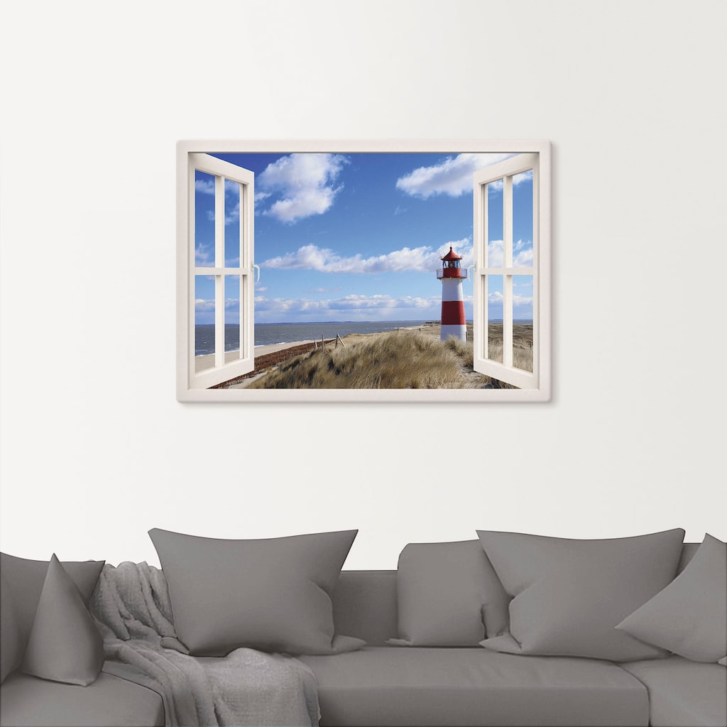 Artland Wandbild »Fensterblick - Leuchtturm Sylt«, Fensterblick, (1 St.)