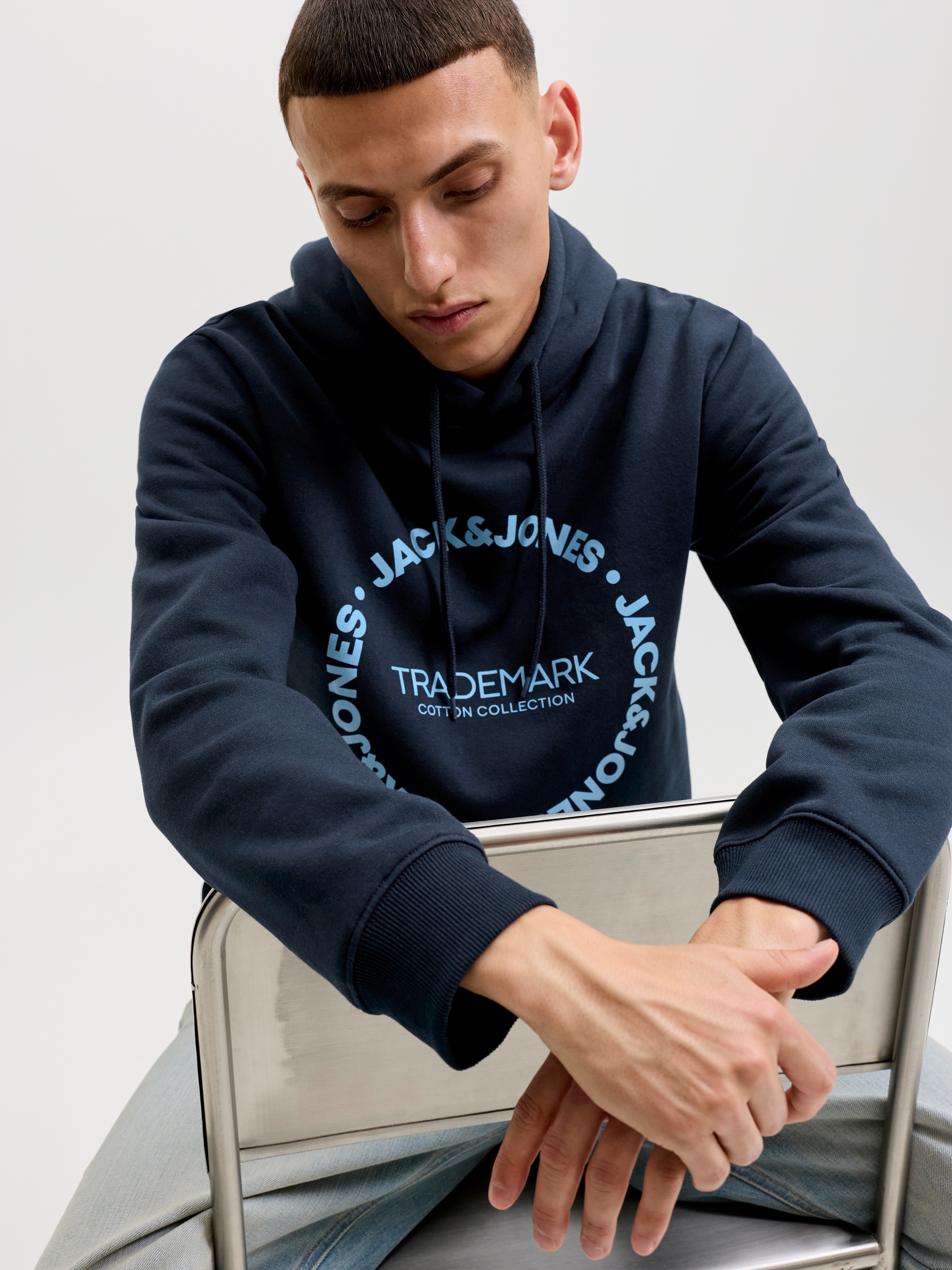 Jack & Jones Kapuzensweatshirt »JJBENSON SWEAT HOOD«, Materialmix, regular fit
