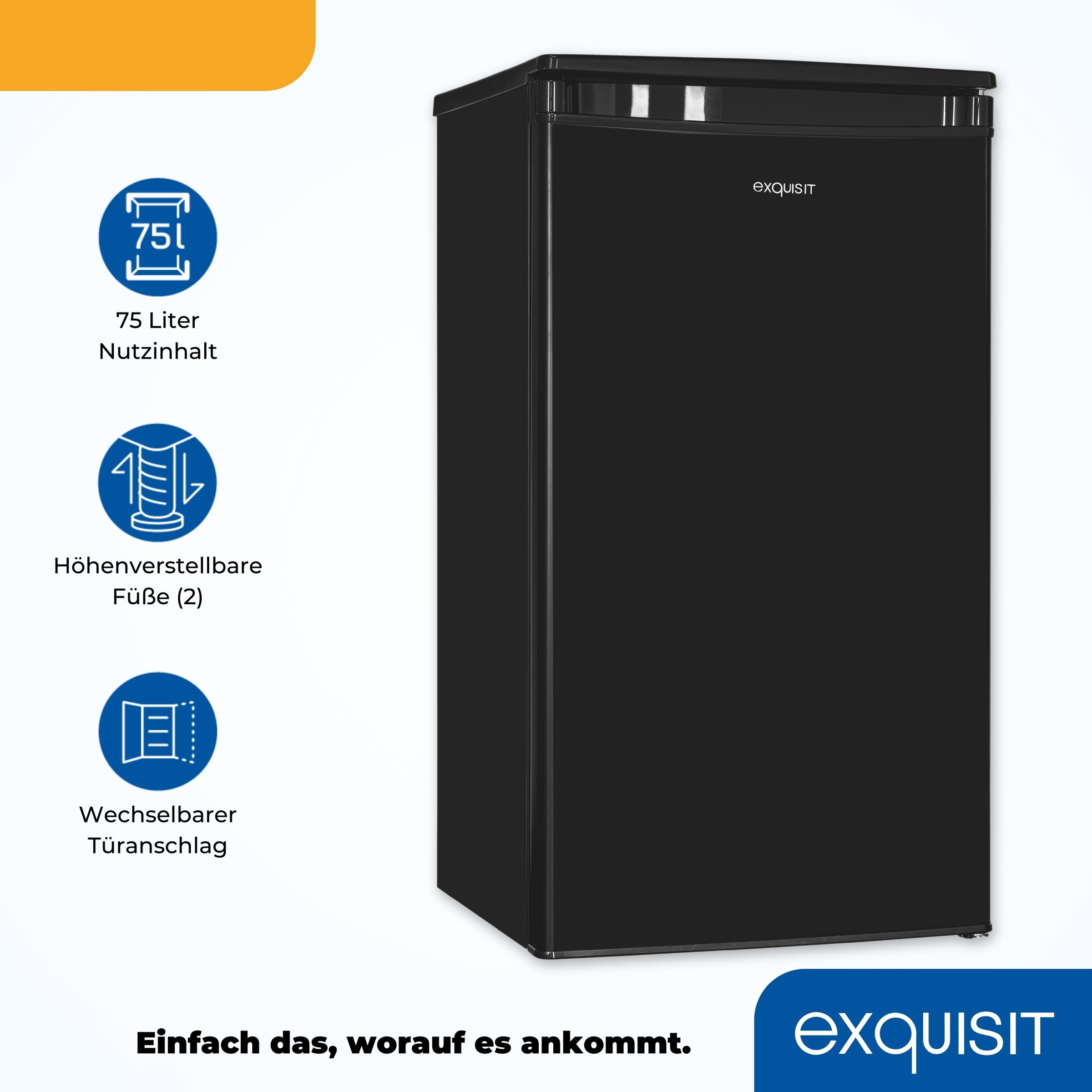 exquisit Vollraumkühlschrank »KS85-V-O91E schwarz«, 76 L Volumen