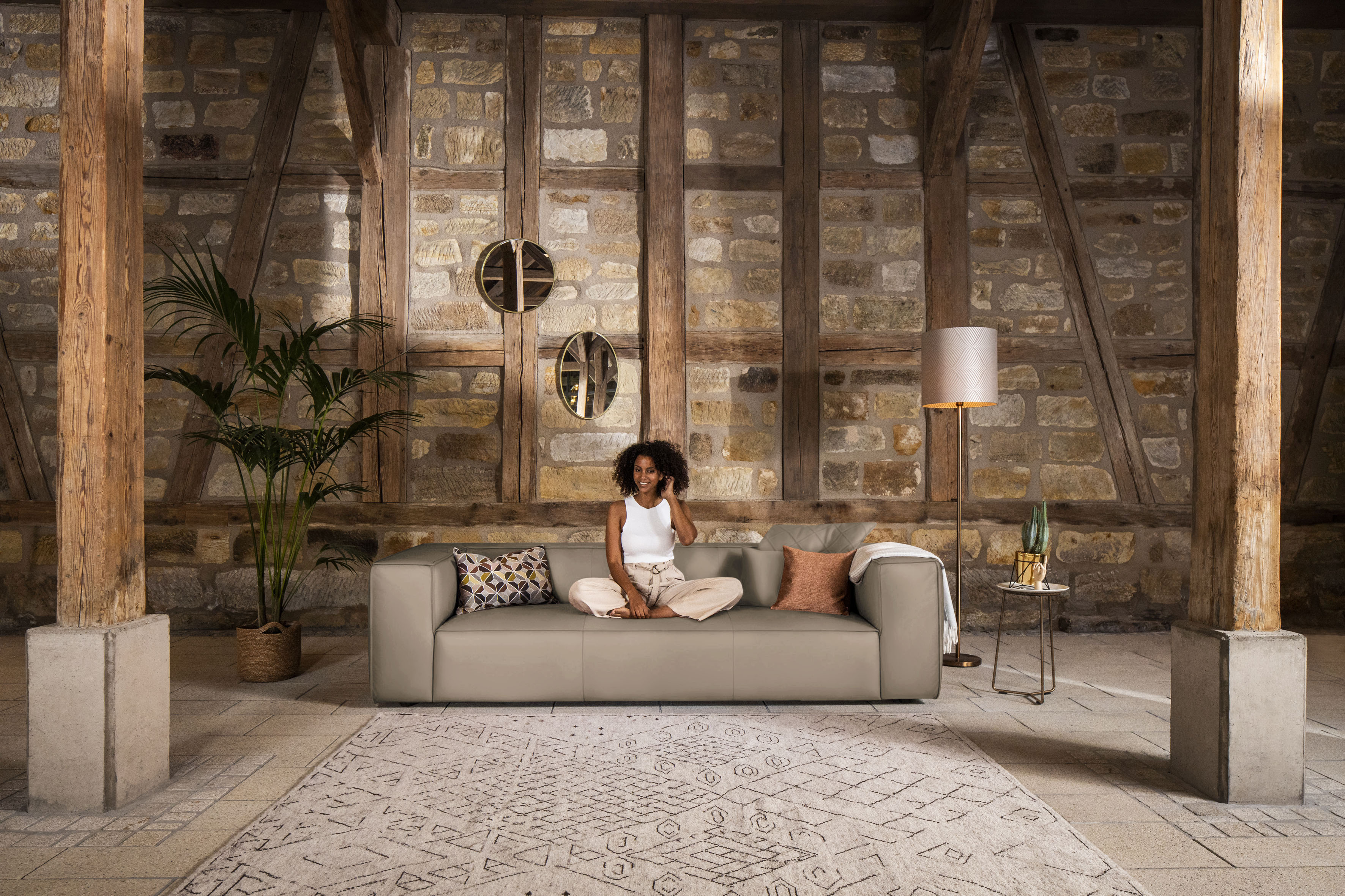 W.SCHILLIG 3-Sitzer "around-the-block Mega Sofa mit tollem Sitzkomfort, Breite 260cm" mit eleganter Biese, mit Federkern