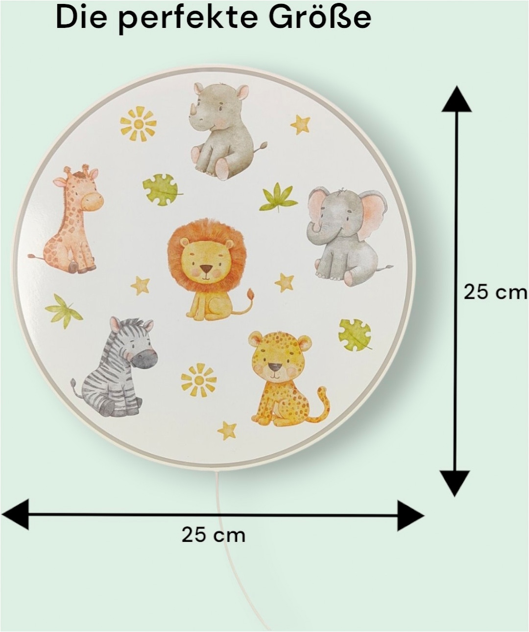 niermann Wandleuchte »Kinderlampe mit Motiv "Little Safari", Kinderzimmer« E14 1 Stk. bruchsicheres Gehäuse, Schalter im Anschlusskabel, Made in Germany