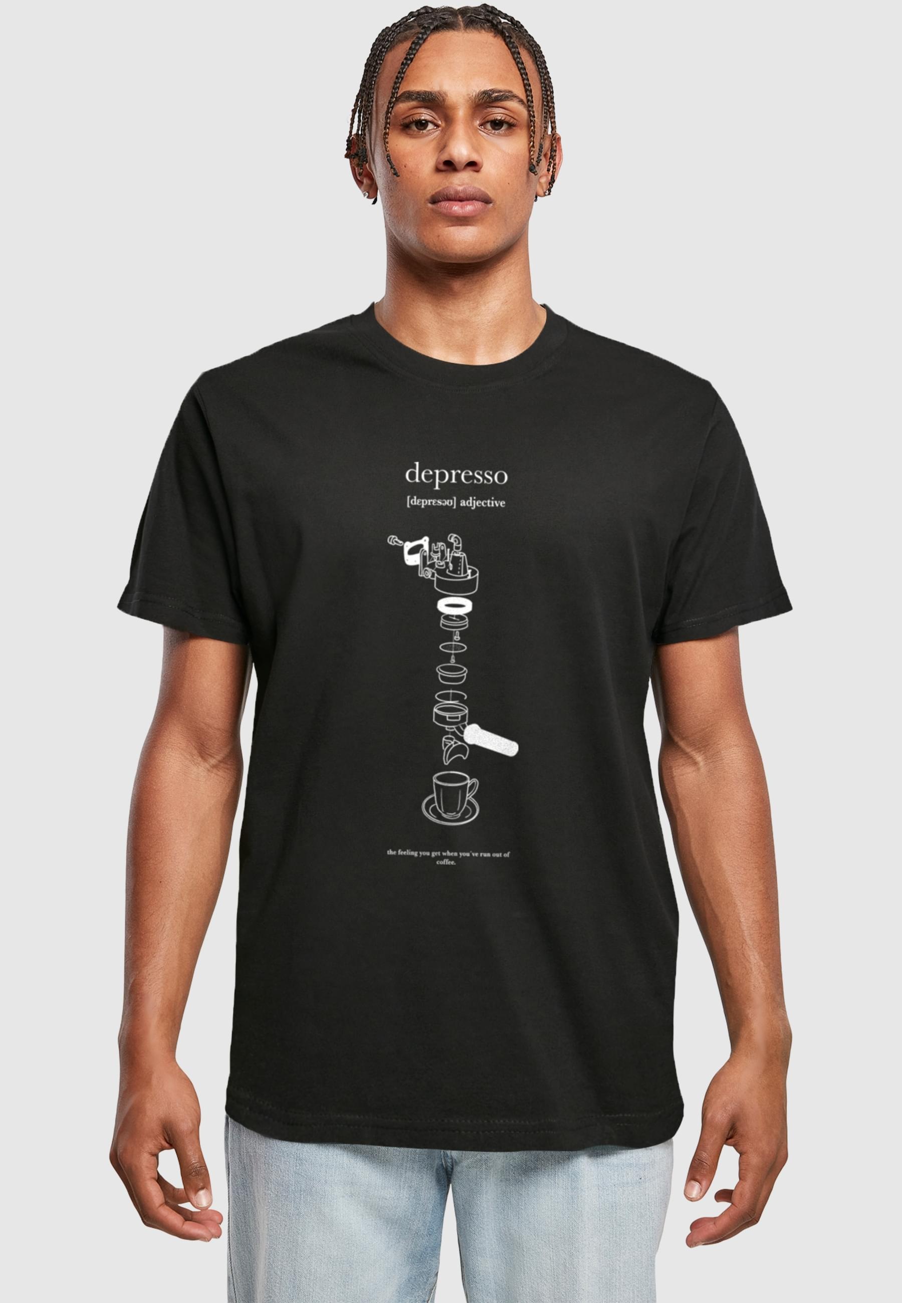 MisterTee T-Shirt »MisterTee Depresso T-Shirt Round Neck«, (1 tlg.)