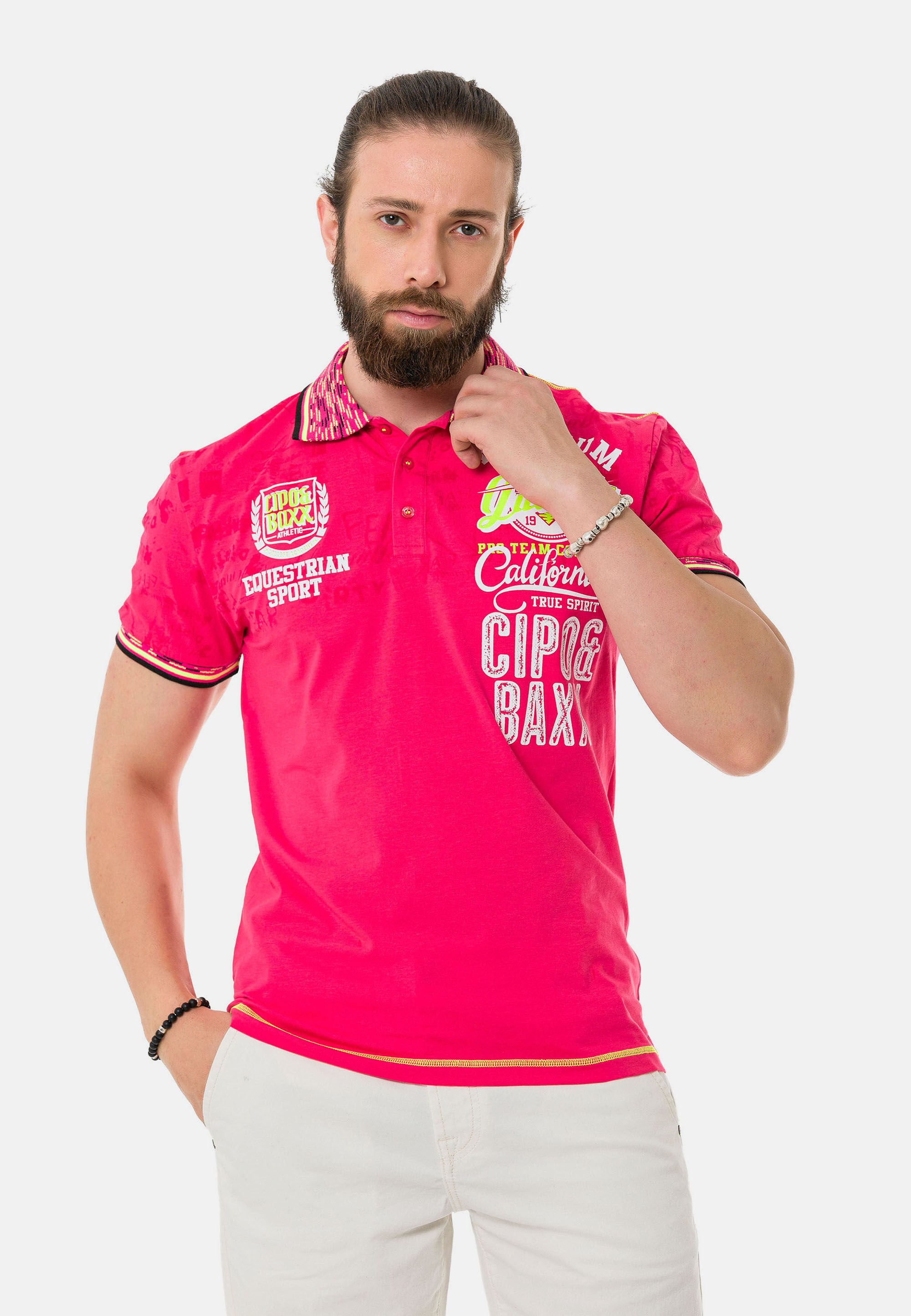 Cipo & Baxx T-Shirt »Poloshirt«, mit stylischem Print