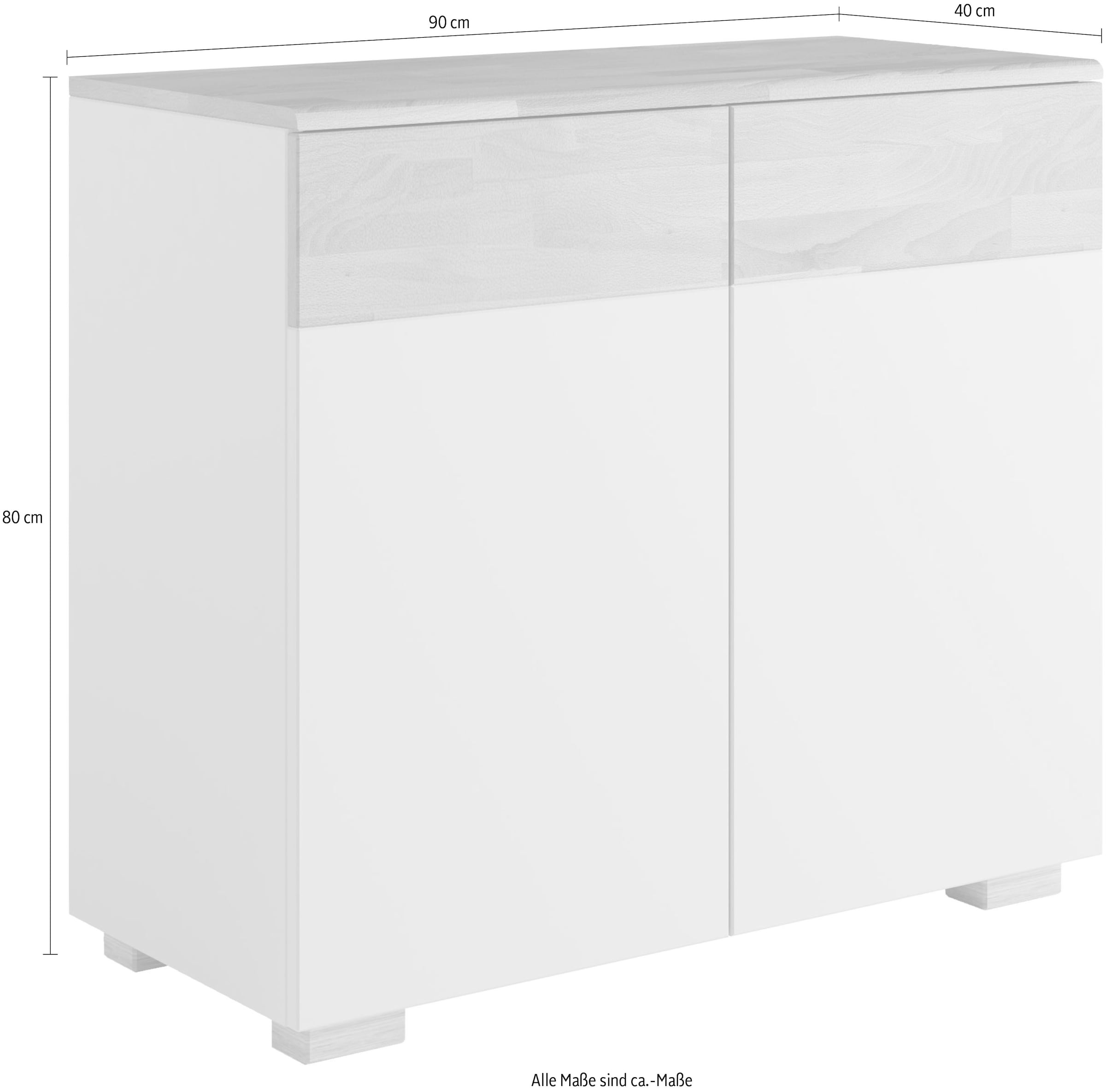 Home affaire Kommode »Citra teilmassiv«, Breite 90cm,moderne grifflose Optik mit push to open Funktion