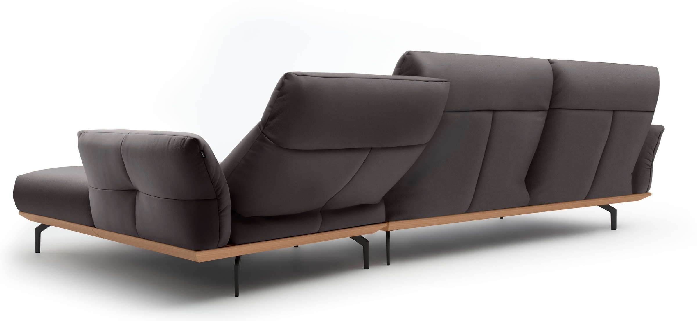 Creation BY ROLF BENZ Ecksofa »CR.460«, Sockel in Eiche, Winkelfüße in Umbragrau, Breite 338 cm