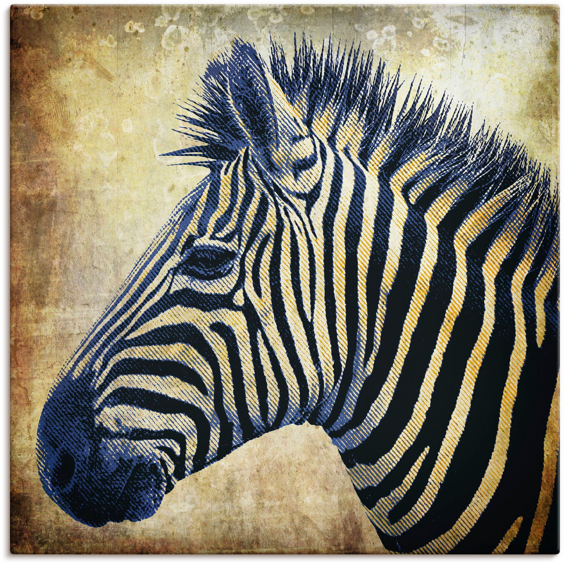 Artland Leinwandbild "Zebra Porträt PopArt" Wildtiere 1 Stk. tlg. auf Holzrahmen gespannt