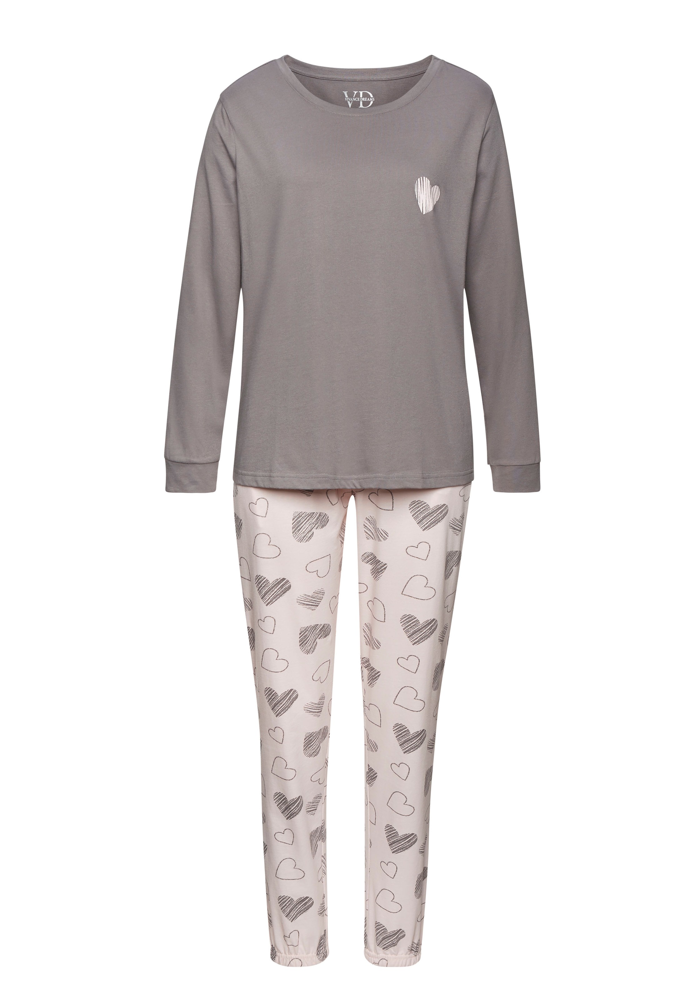 Vivance Dreams Pyjama mit süßem Herzchen-Print günstig online kaufen
