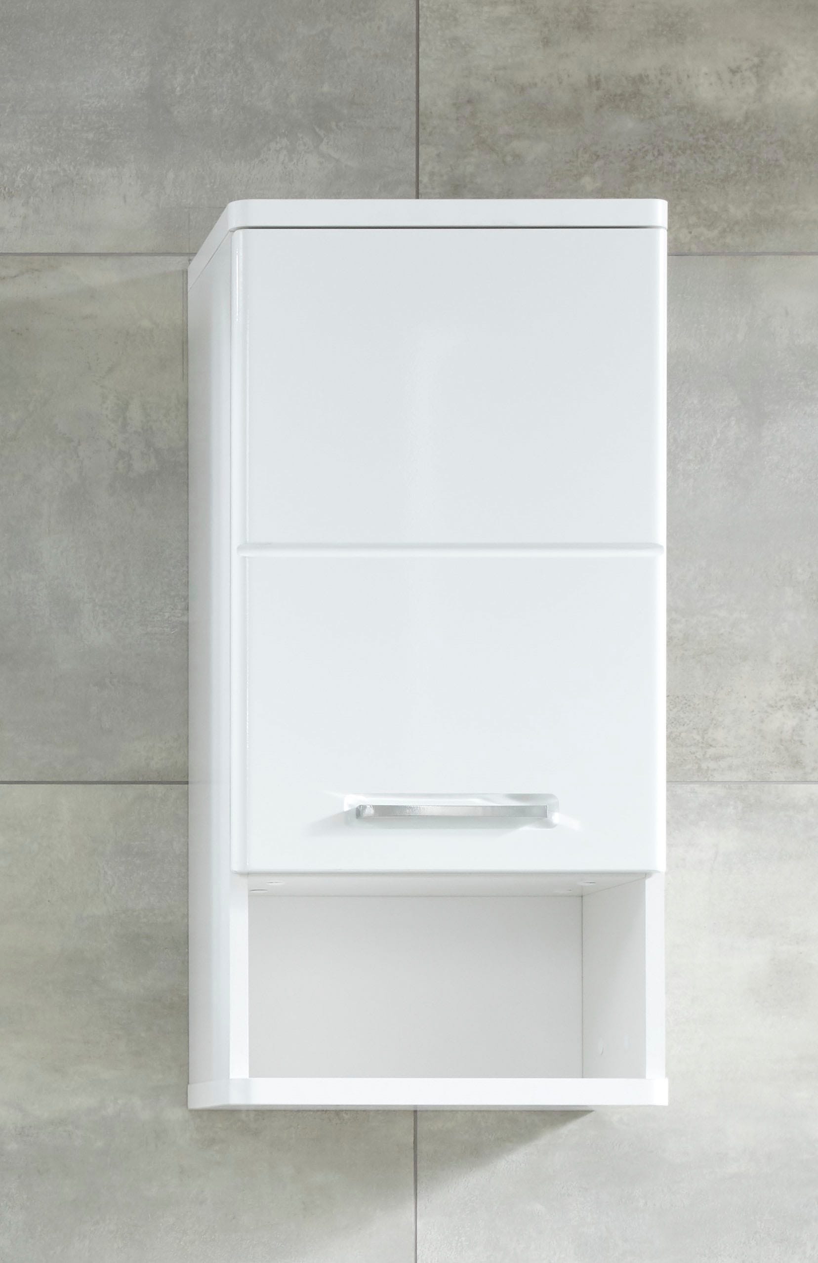 welltime Hängeschrank »Mora«, Badschrank in Weiß Hochglanz mit Ablagefach - Maße (B/T/H) 37/28/76 cm