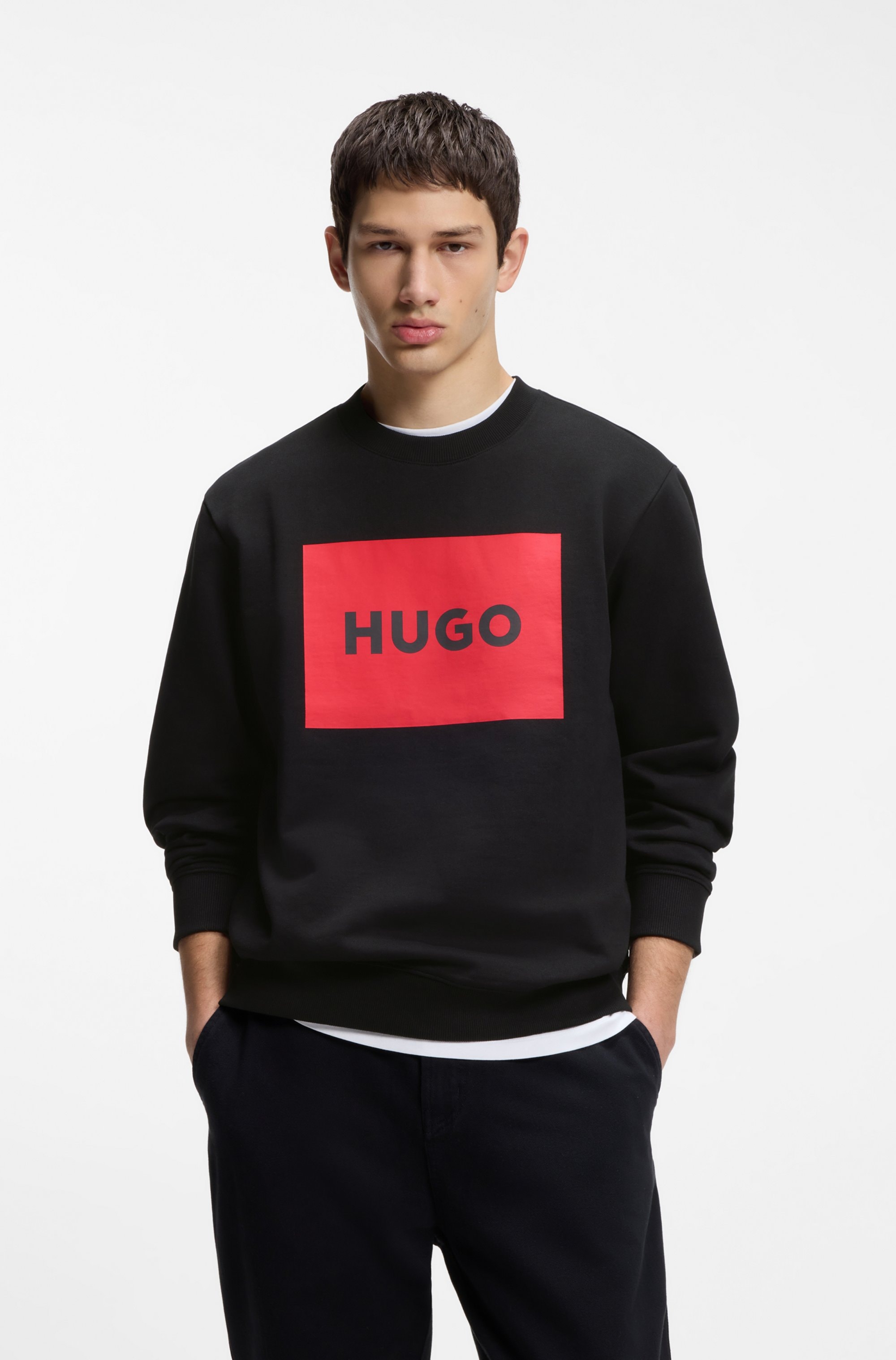 HUGO Sweatshirt "Duragol", Rundhalsausschnitt, Regular Fit, großer Logo-Dru günstig online kaufen