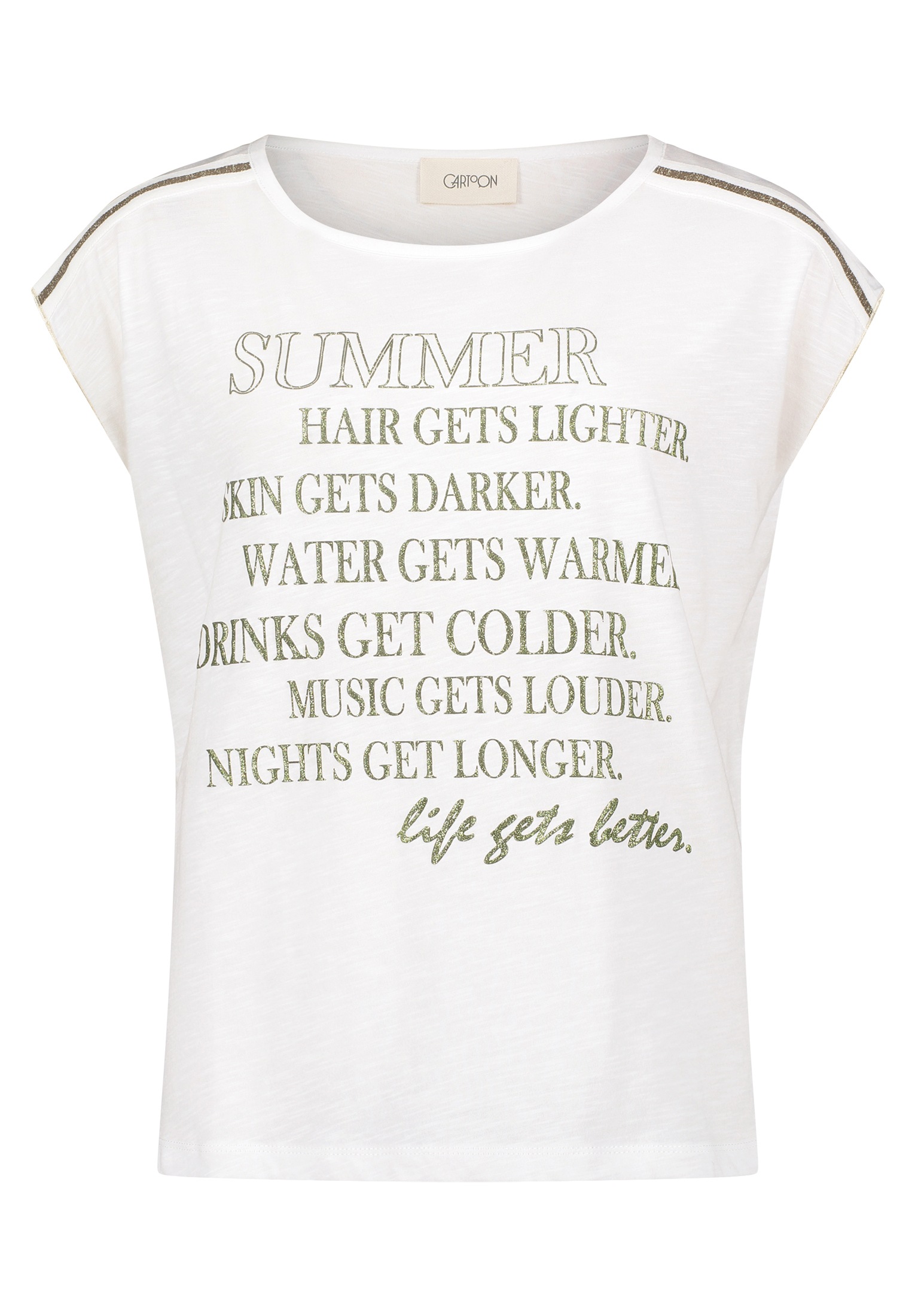 Cartoon Kurzarmshirt »Cartoon Damen Rundhals-Shirt mit Placement«, (1 tlg.), Aufgesteppte Bänder
