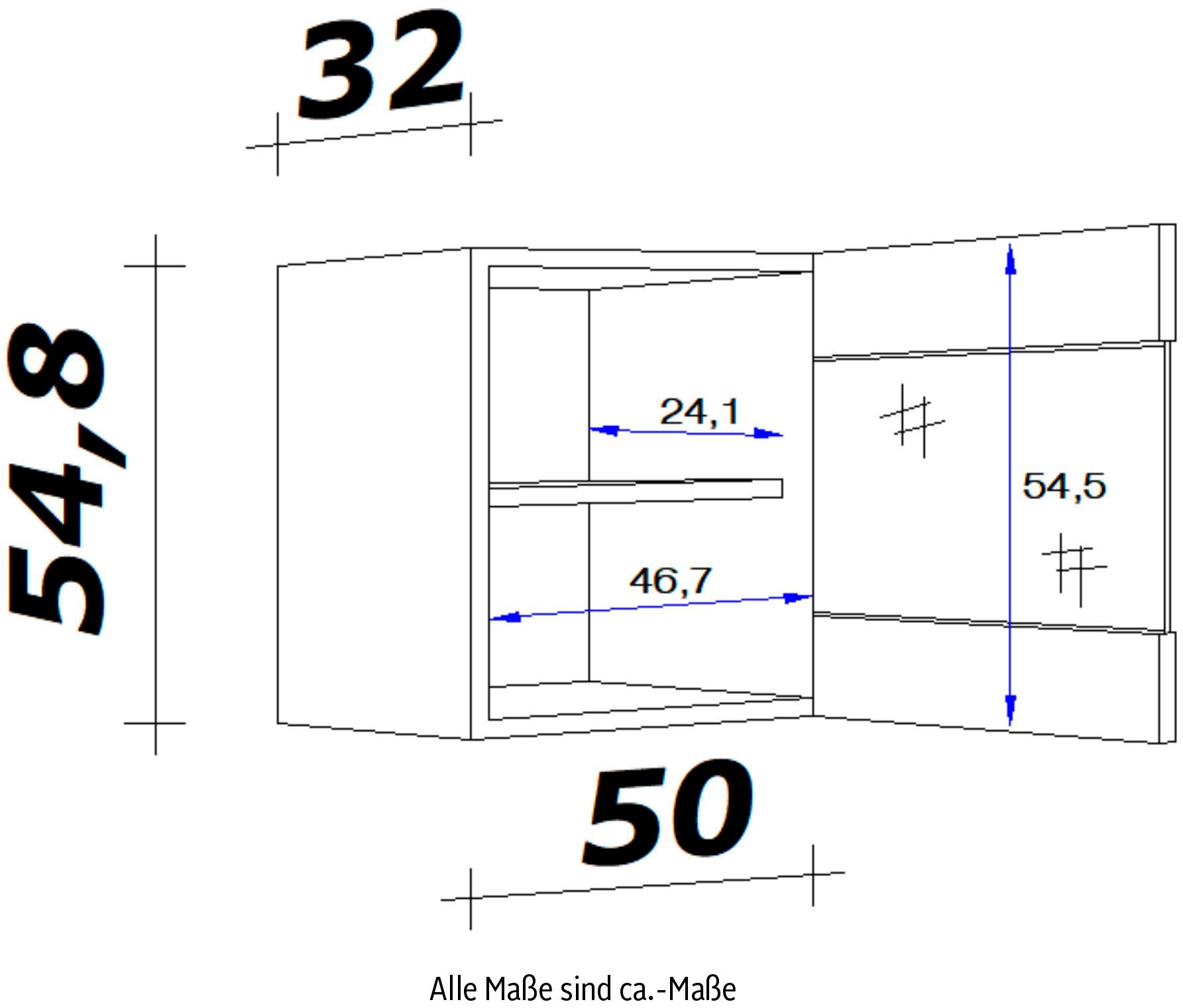 Flex-Well Glashängeschrank »Florenz«, (B x cm, H x mit 32 T) x | BAUR 50 54,8 x bestellen Stollenglastüren