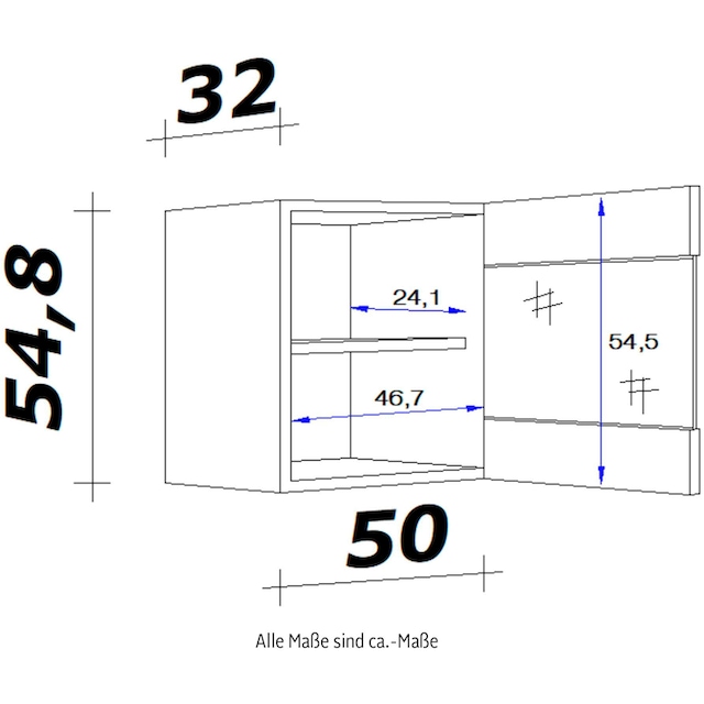 Flex-Well Glashängeschrank »Florenz«, (B x H x T) 50 x 54,8 x 32 cm, mit  Stollenglastüren bestellen | BAUR