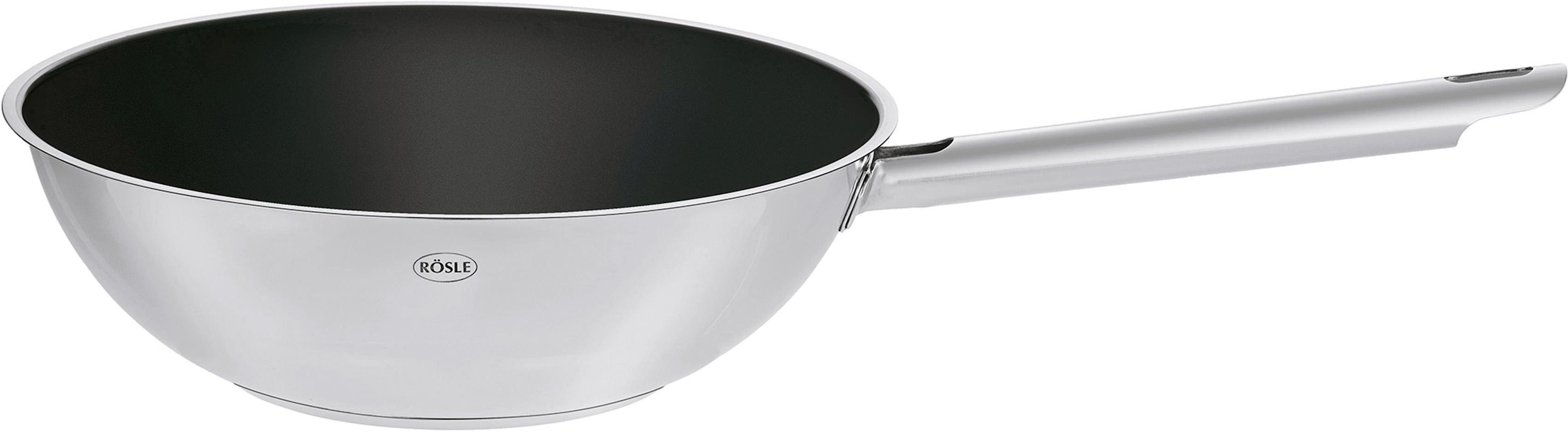 RÖSLE Wok "ELEGANCE" Edelstahl 18/10 1 Stk. tlg. Keramikbeschichtung ProCera, backofen- und induktionsgeeignet, Ø 28 cm