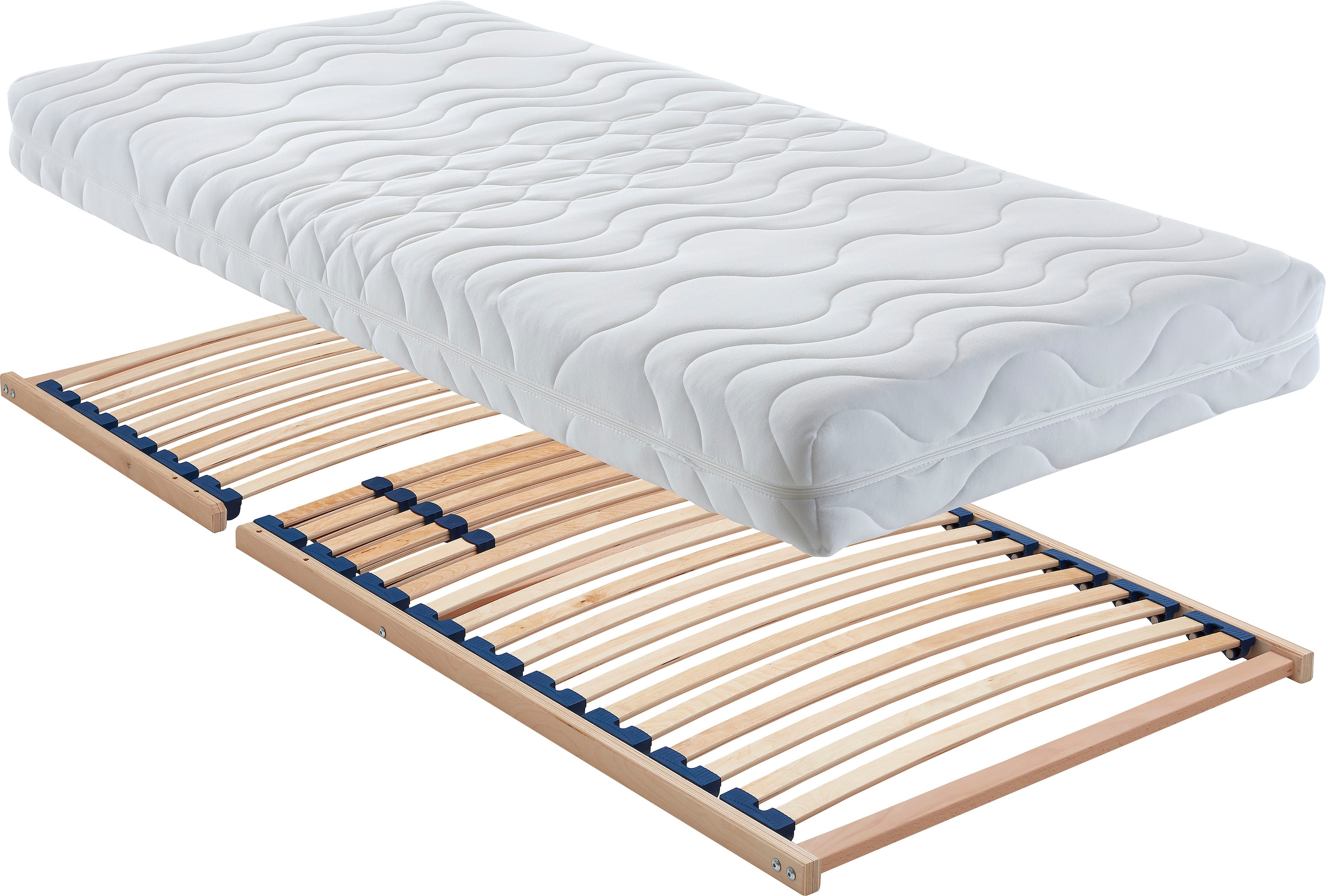 Polsterbett, beige, B:205cm L:212cm, Bezug Bett: Mikrofaser (100% Polyester);Bonnell-Federkernmatratze: Mischgewebe (51% Polyprophlen, 39% Polyester, 10% Baumwolle);Kaltschaummatratze: Frottee (100% Polyester), Bezug abnehm- und waschbar bis 60C, WESTFALI