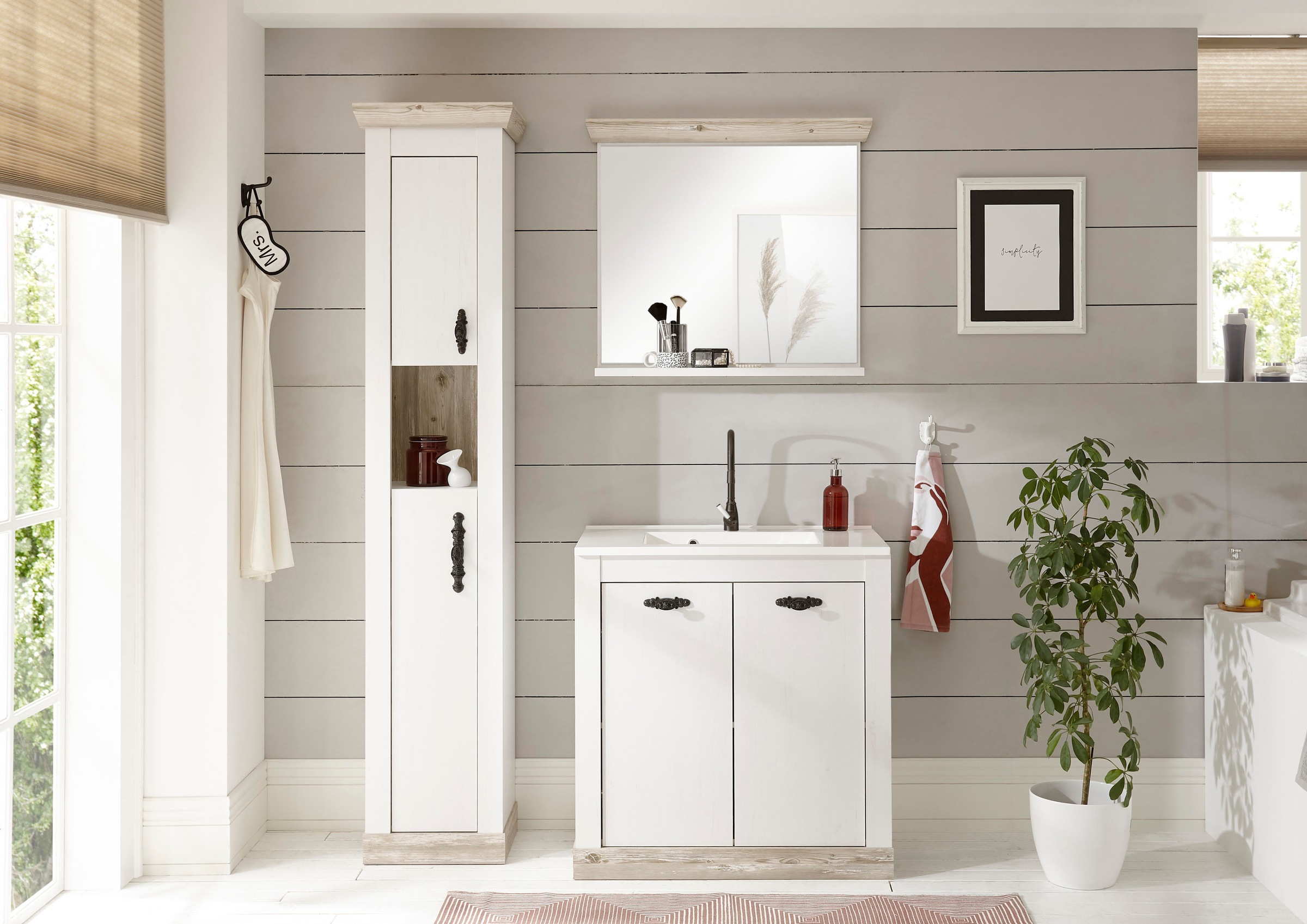 Home affaire Badmöbel-Set "Florenz, Bad im Landhausstil, 3-teiliges Badezim günstig online kaufen