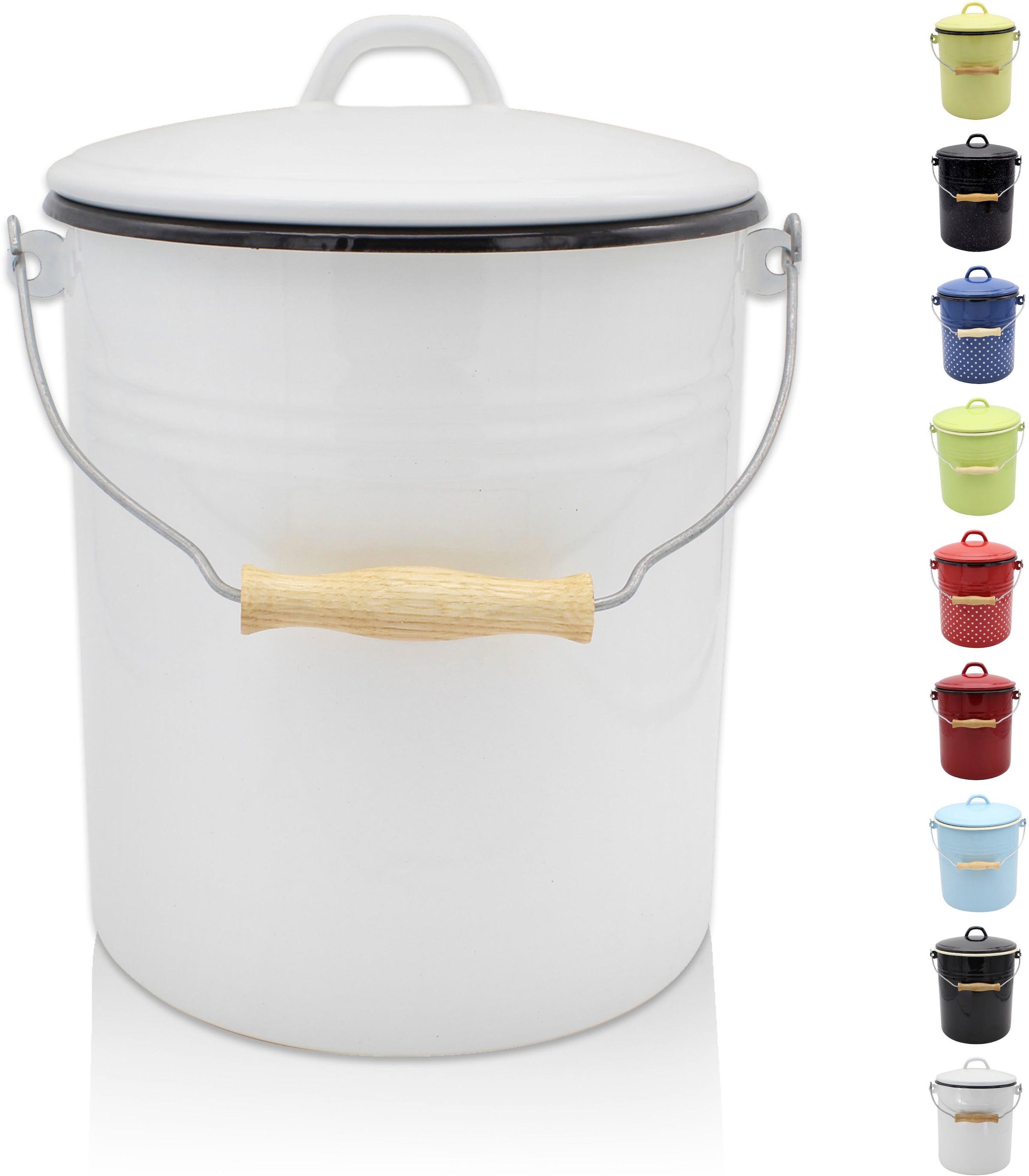 Krüger Mülleimer "Emaille-Eimer mit Deckel Serie Rio" schnitt- / kratzfeste günstig online kaufen