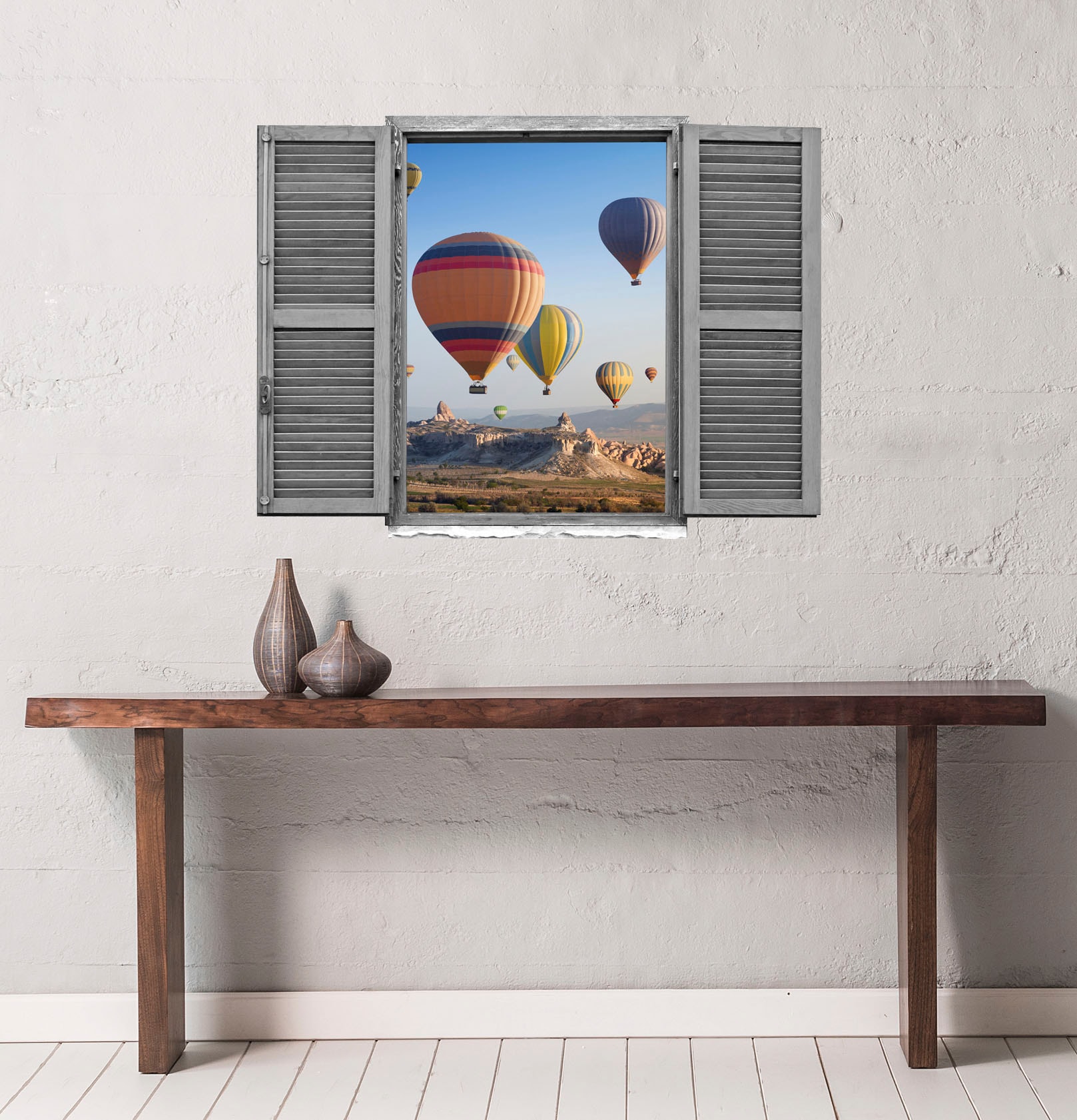 queence Wandtattoo »Heißluftballons«, (1 St.), Wandsticker, Wandbild, selbstklebend, 3D, Fenster