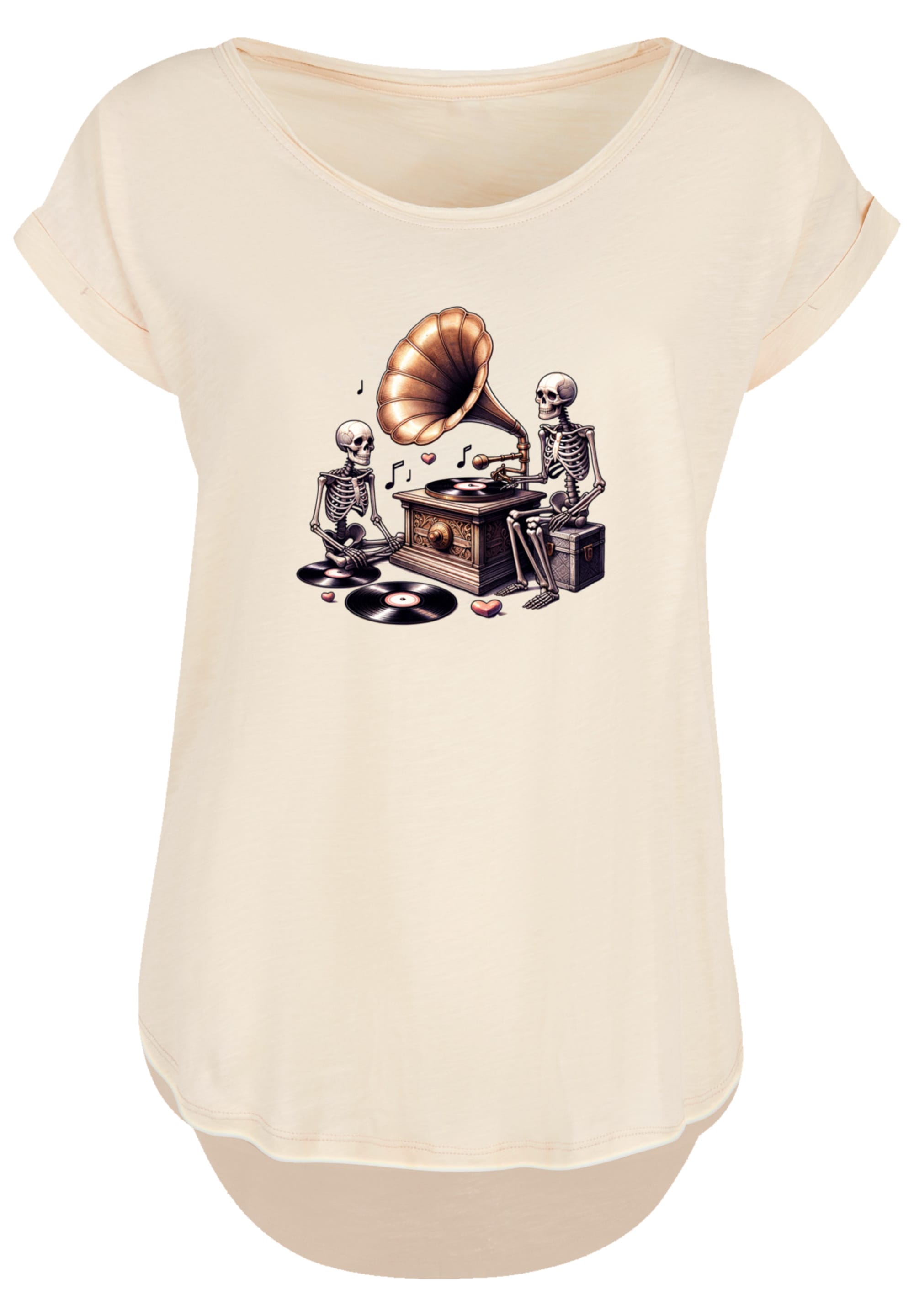 F4NT4STIC T-Shirt »Gothic Skeleton Vintage Plattenspieler«, Premium Qualität