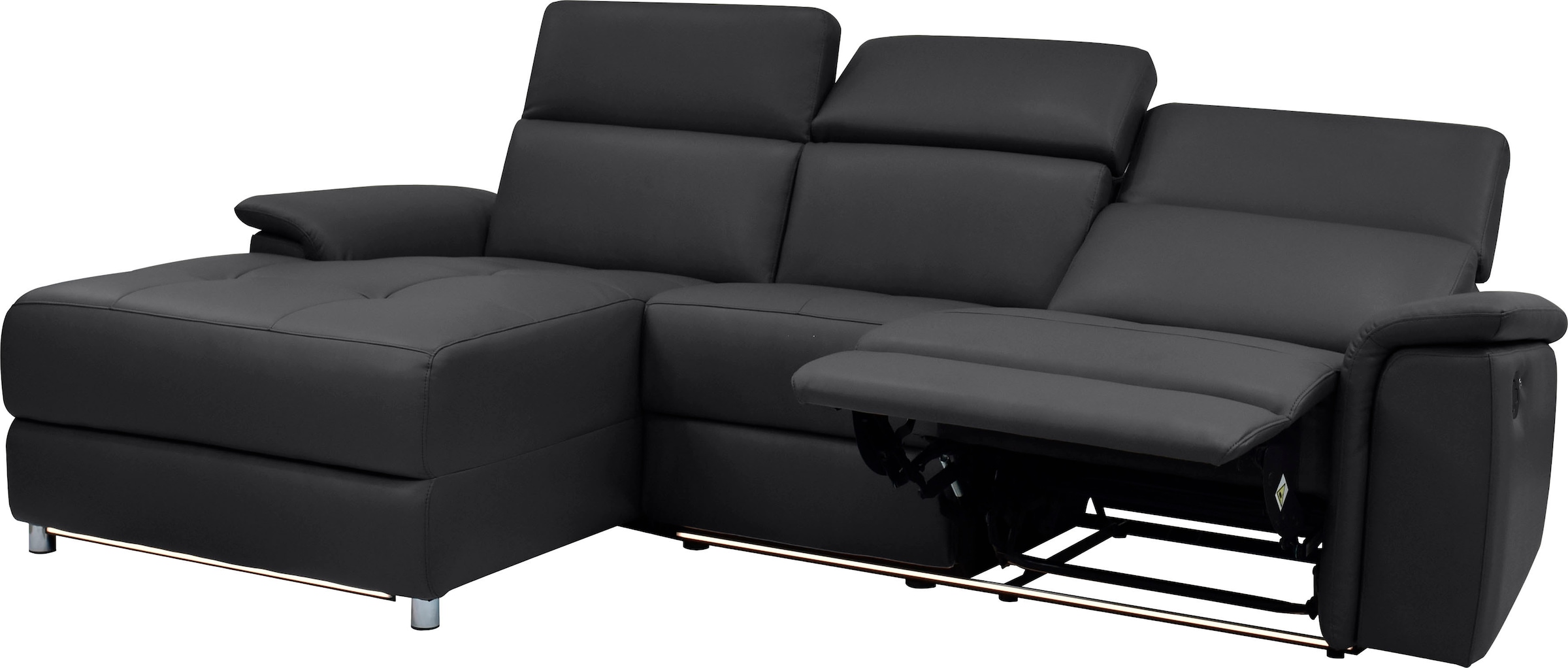 Places of Style Ecksofa »Pareli, L-Form, 259cm,m. Recamiere, Echtleder, Kunstleder, Webstoff«, man. o. elektr. Relaxfunktion, USB/Kopfteilverstellg u. LED