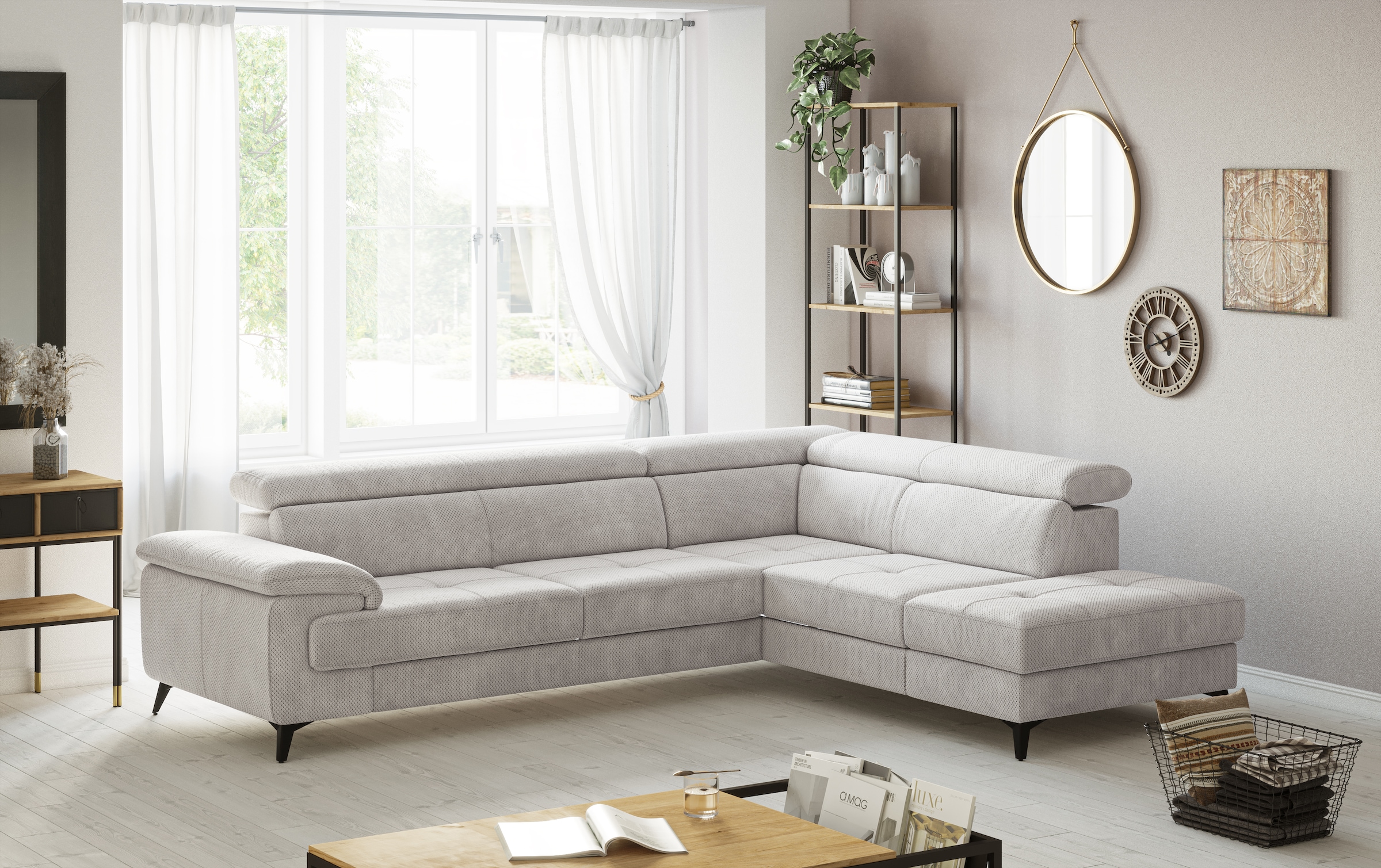 OTTO home Ecksofa "Astra L-Form, B: 286 cm" mit Kopfteilverstellung, optional Schlaffunktion & Bettkasten