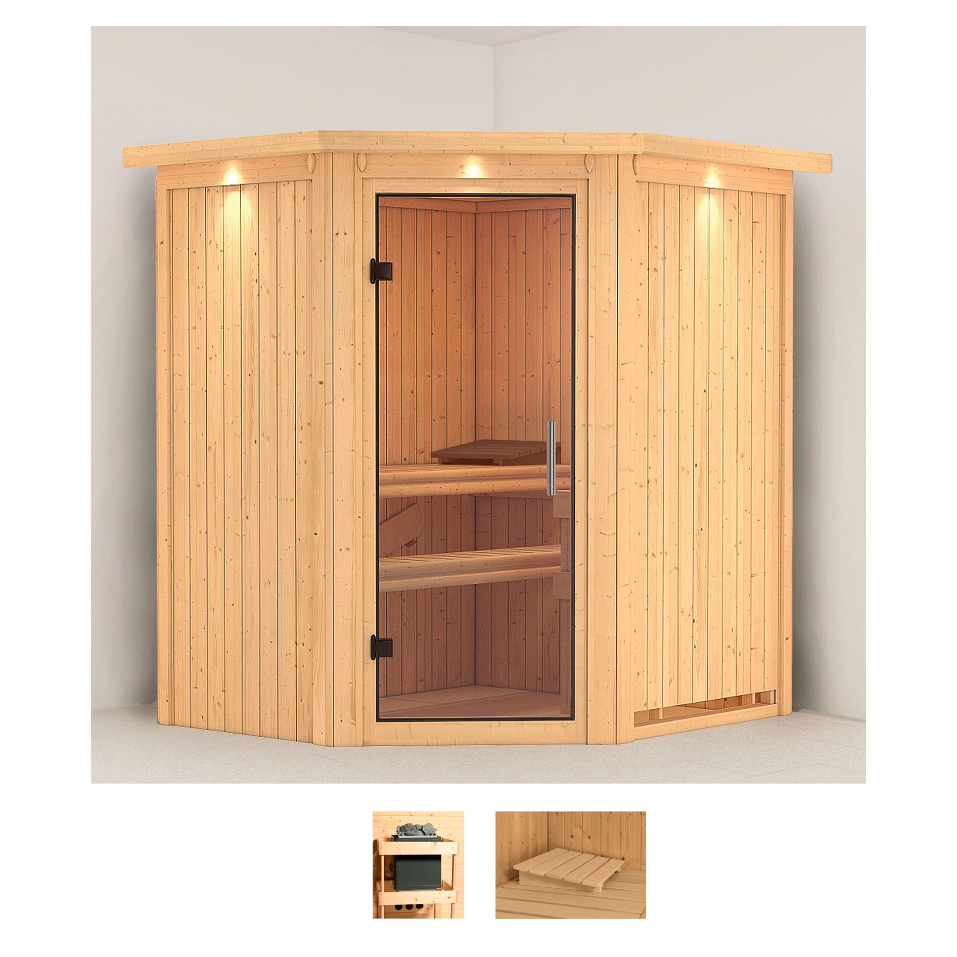 KARIBU Sauna "Tomke", ohne Ofen, (ohne Ofen), beige, Saunen, ohne Ofen