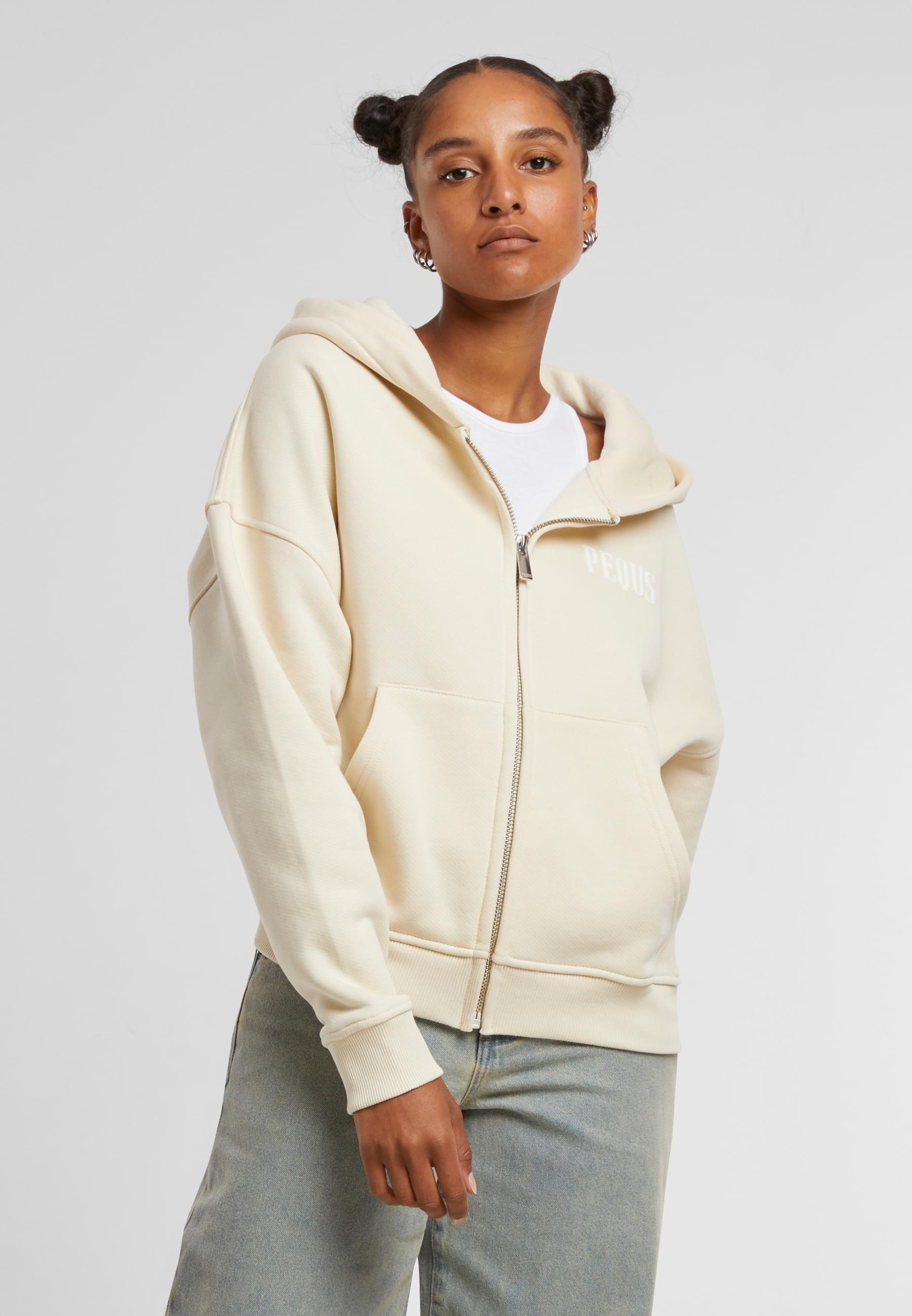 PEQUS Sweatjacke »PEQUS PEQUS Back Logo Zip-Hoodie Almond«