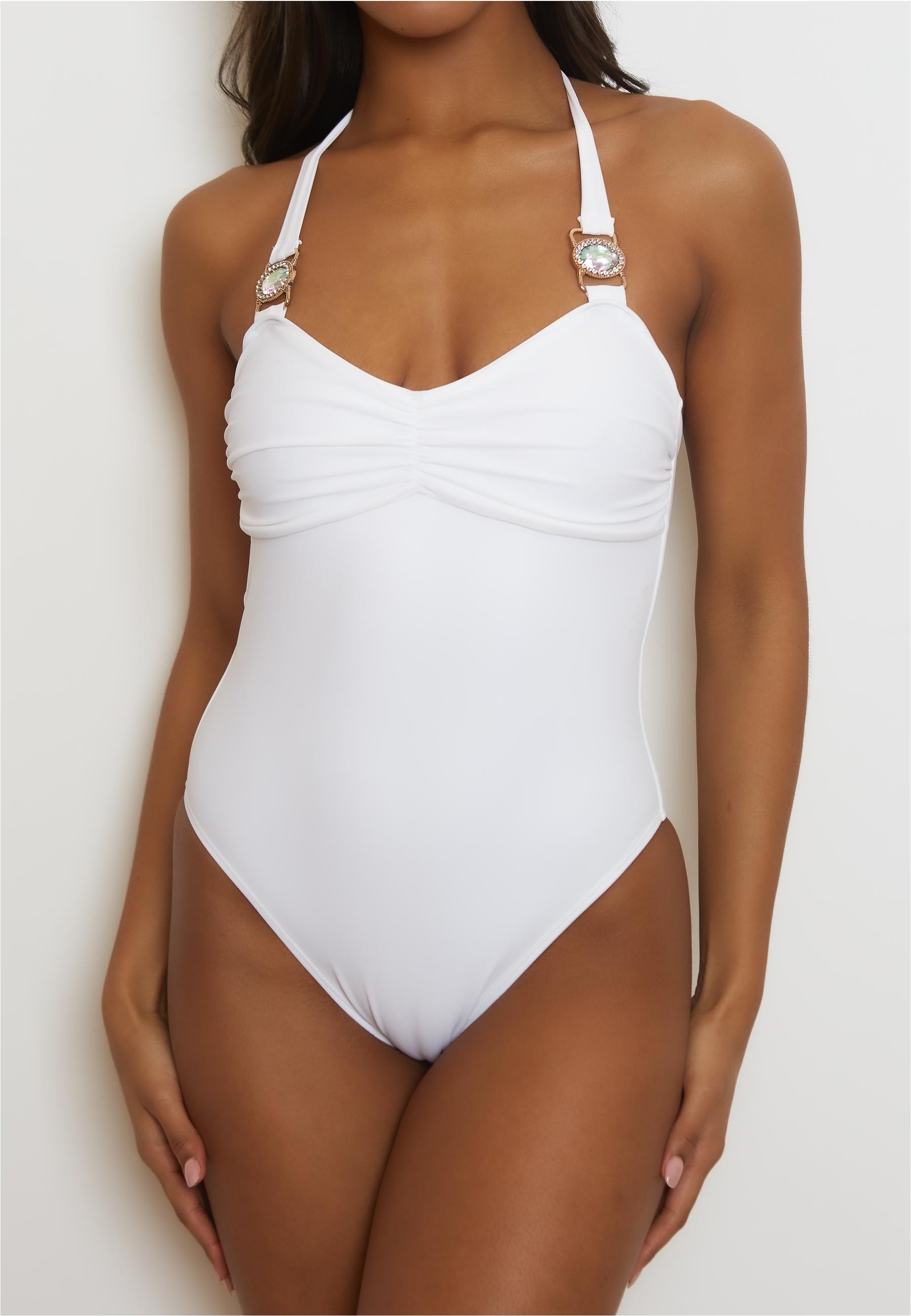 Moda Minx Badeanzug »Amour Rouched«, (1 St.), mit tollem Steinbesatz