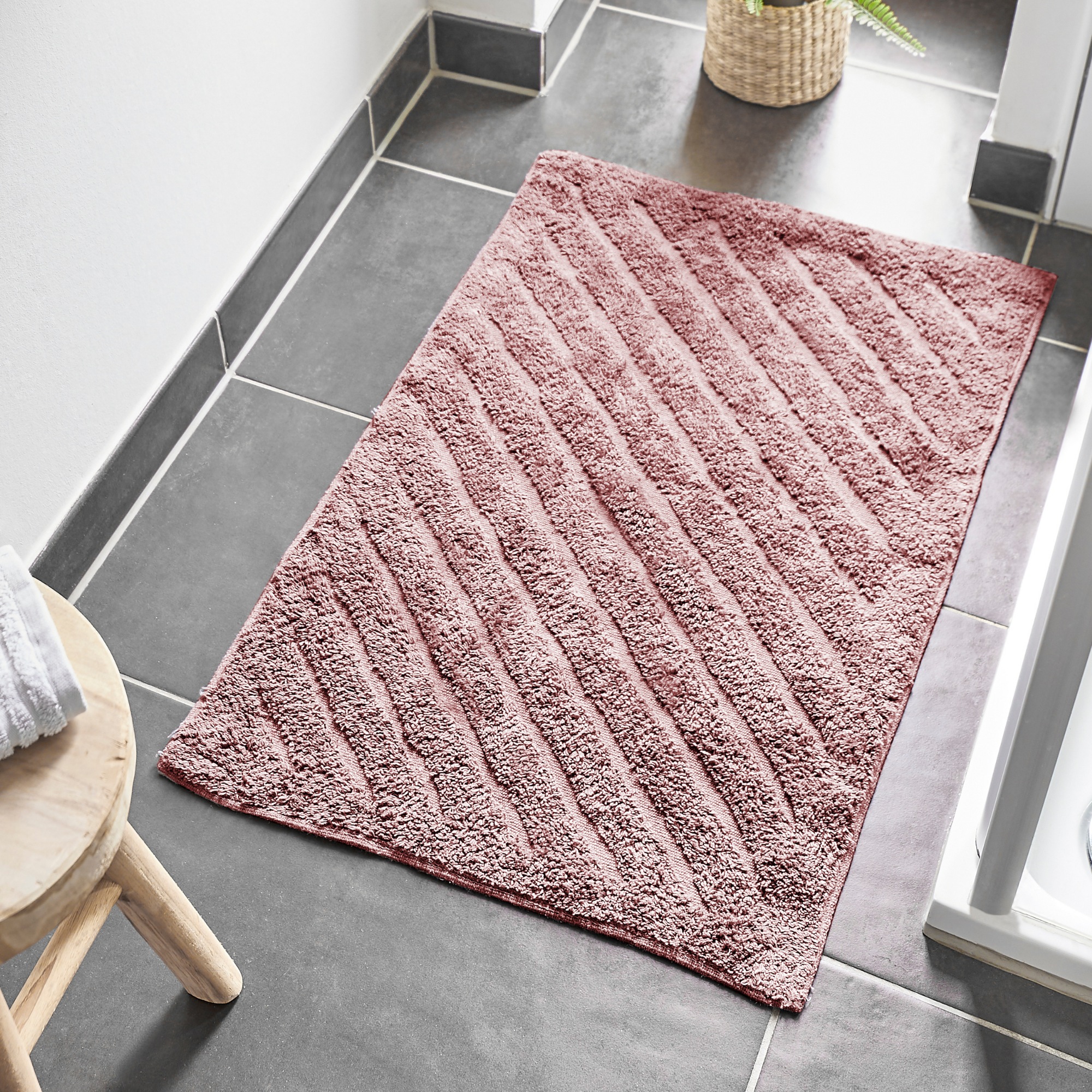 Andiamo Badematte »Havanna, 50x80 cm«, fußbodenheizungsgeeignet-schnell trocknend, Badteppich, Uni Farben, Hoch-Tief Effekt, verschiedene Designs
