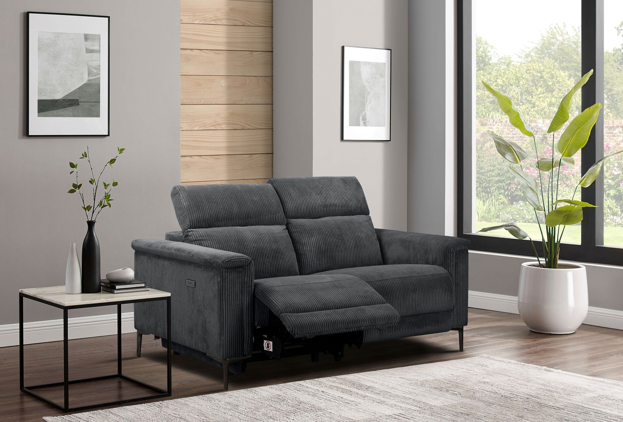 Places of Style 2-Sitzer »Lund in Cord, mit manueller o. elektrischer«, Relaxfunktion, USB-A, Kopfteilverstellung, Breite 160 cm