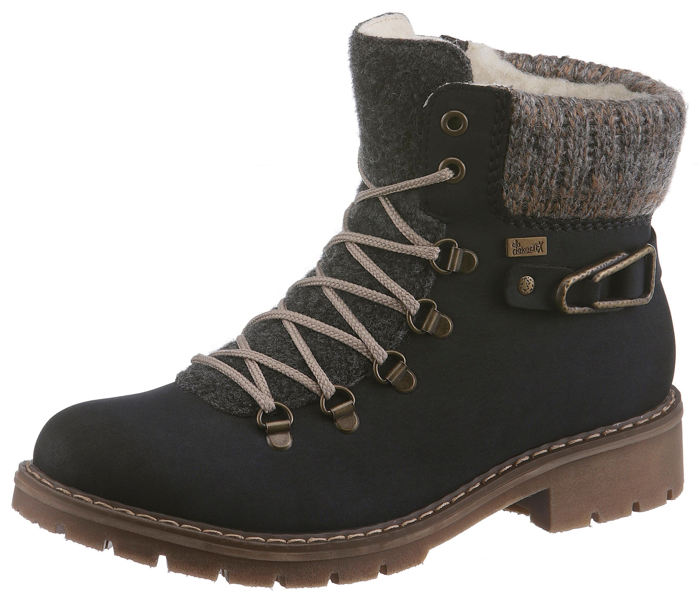 Rieker Winterstiefelette, Winterboots, Schnürboots mit Strickrand und Rieke günstig online kaufen